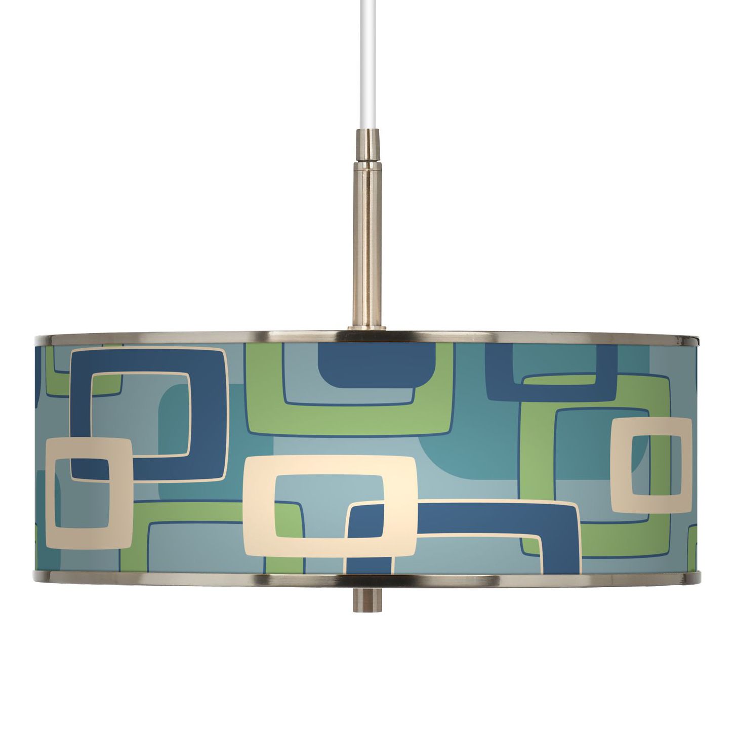 Retro Rectangles Giclee Glow 16" Wide Pendant Light