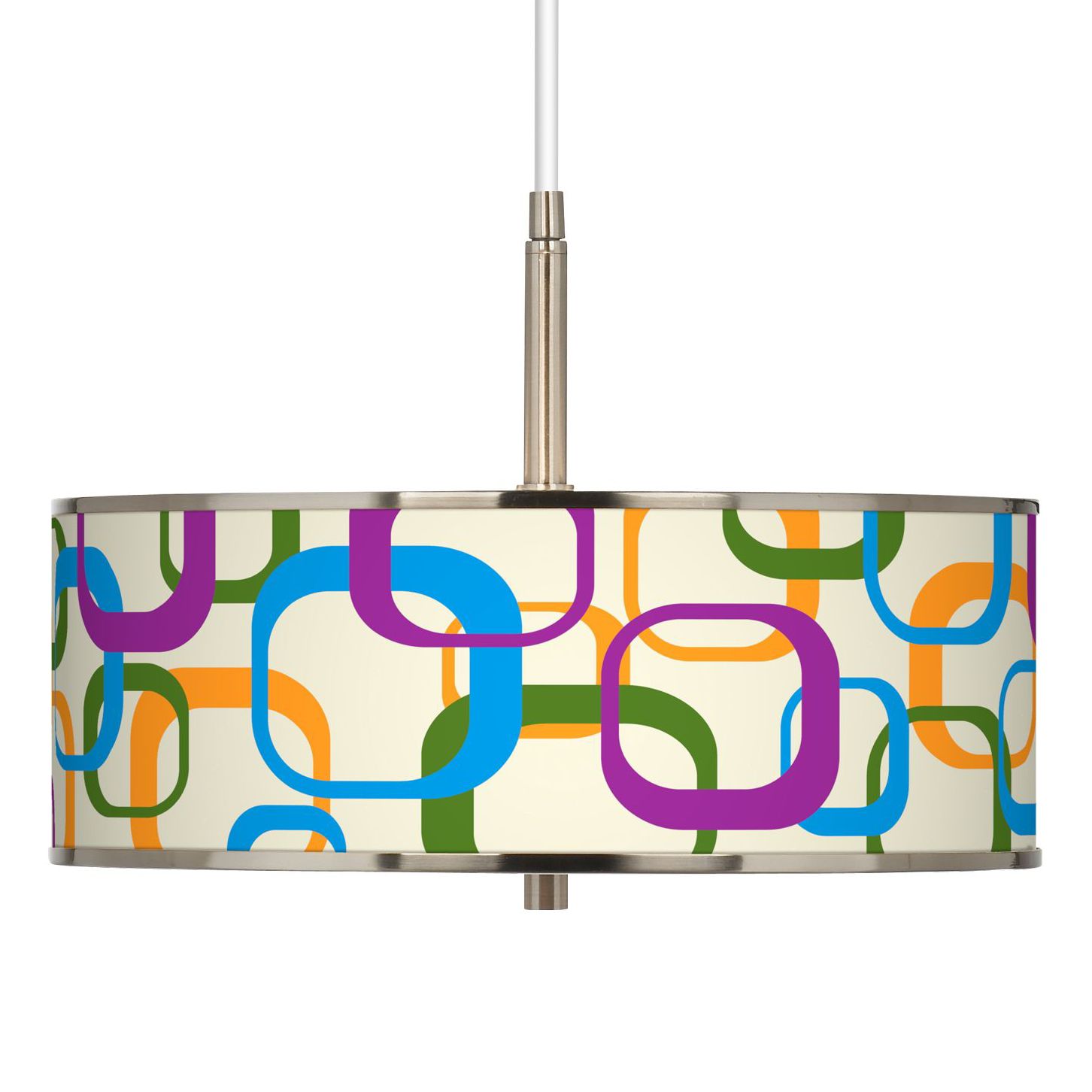 Retro Square Scramble Giclee Glow 16" Wide Pendant Light