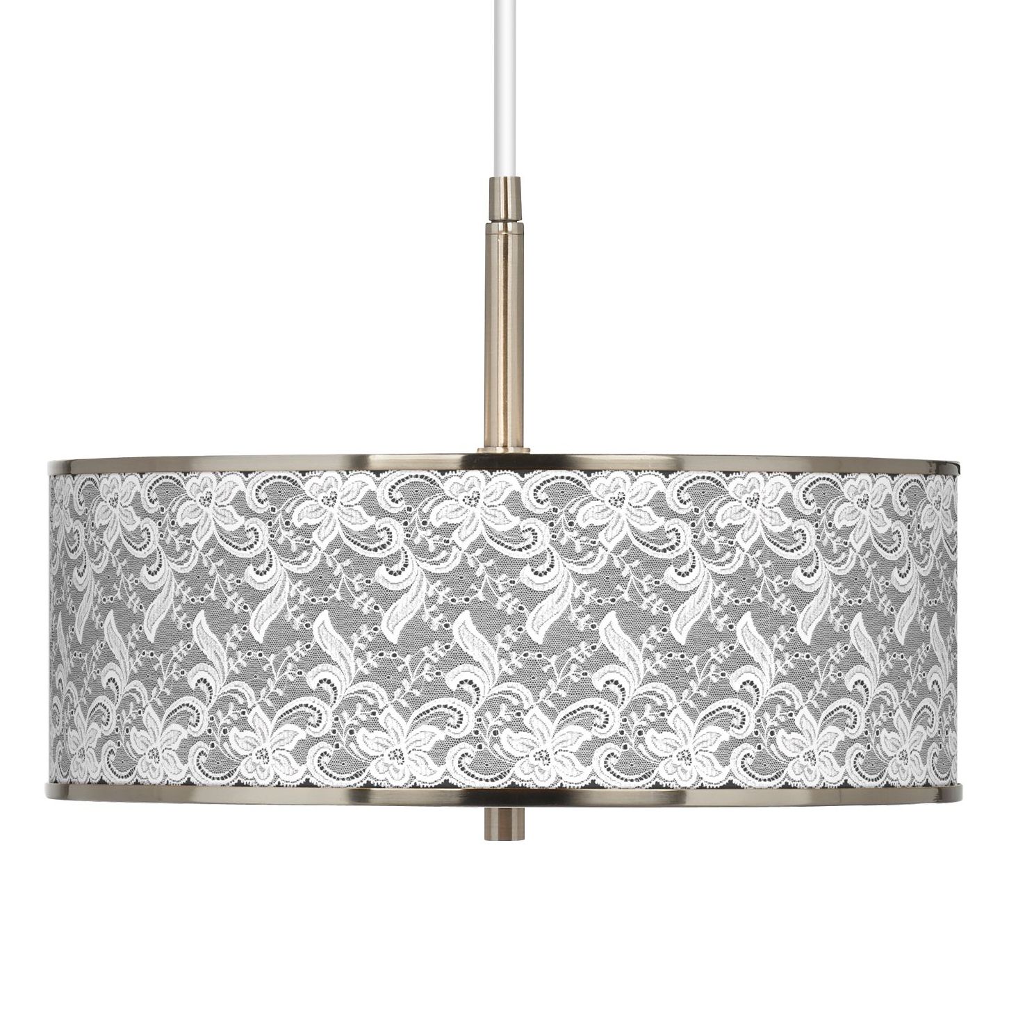 White Lace Giclee Glow 16" Wide Pendant Light