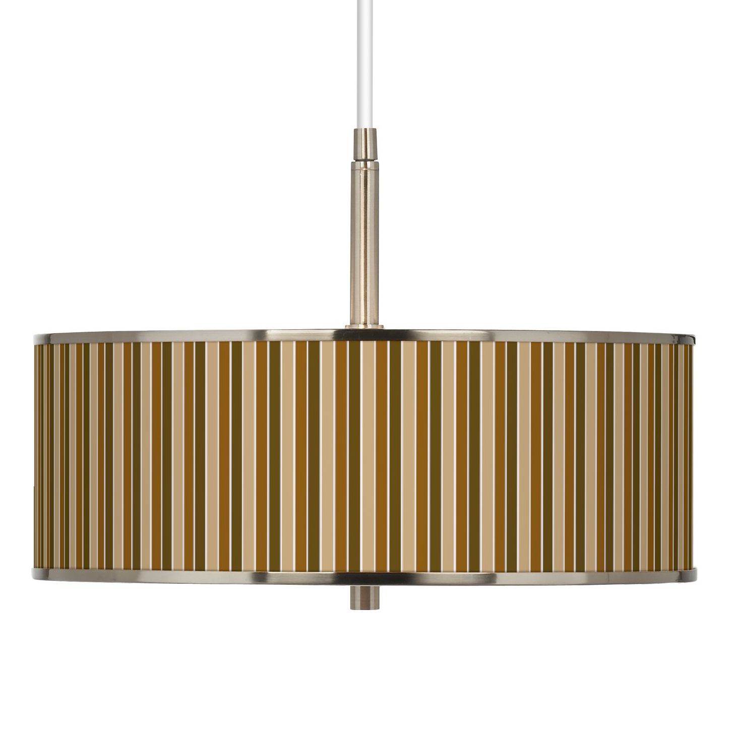 Umber Stripes Giclee Glow 16" Wide Pendant Light