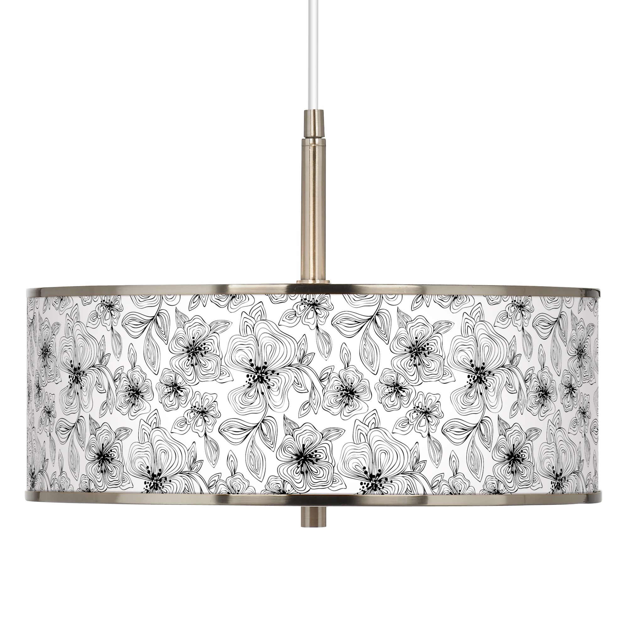 Stacy Garcia Linear Floral Giclee Glow 16" Pendant Light
