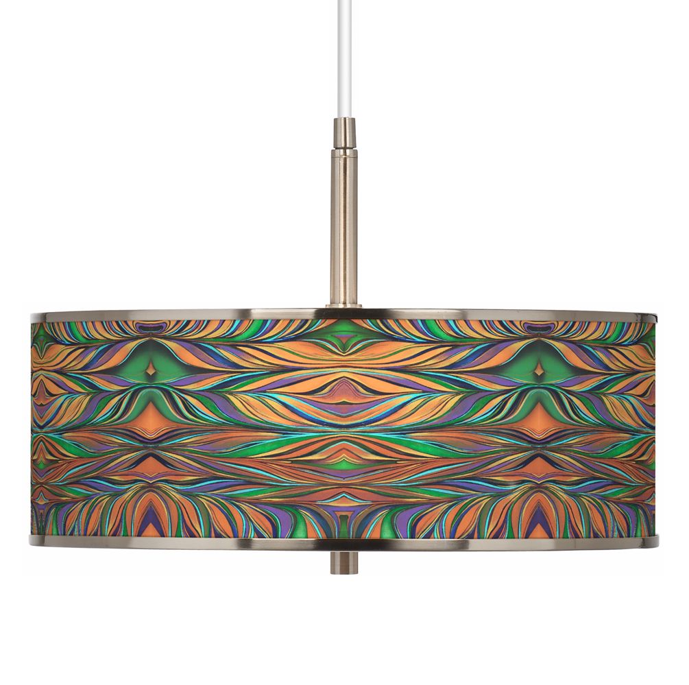 Exotic Peacock Giclee Glow 16" Wide Pendant Light