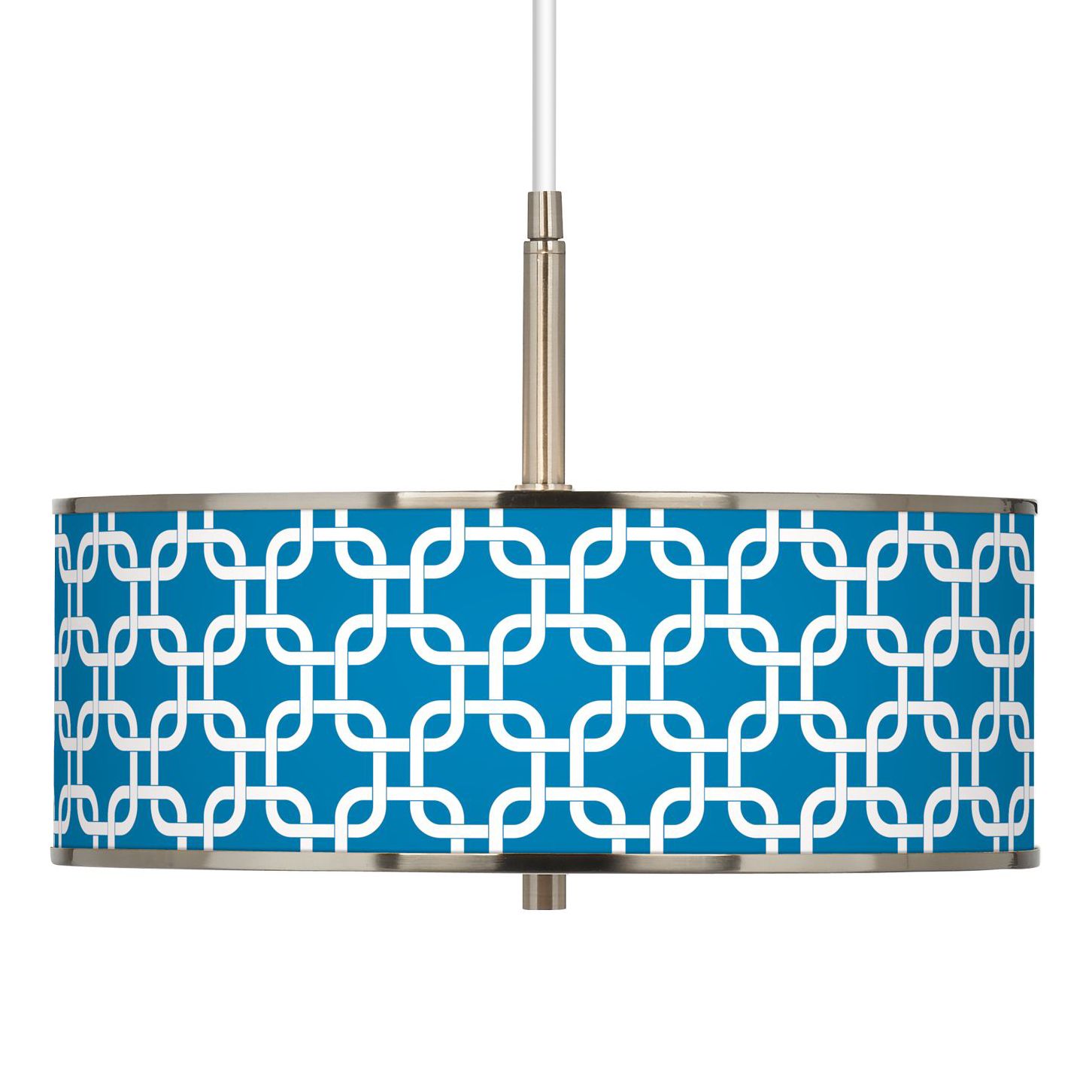 Blue Lattice Giclee Glow 16" Wide Pendant Light