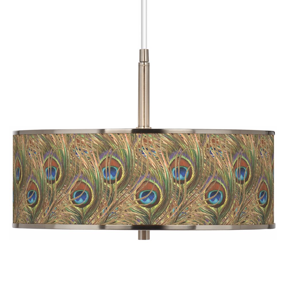 Iridescent Feather Giclee Glow 16" Wide Pendant Light