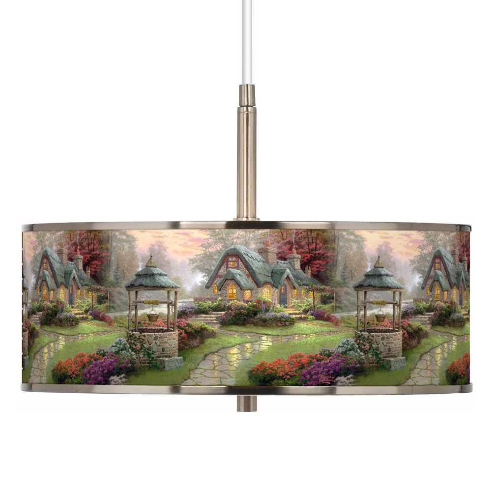 Thomas Kinkade Make a Wish Cottage 16" Giclee Glow Pendant