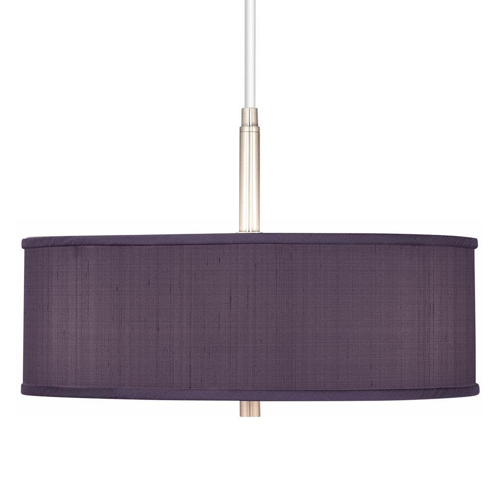Eggplant Textured Silk 16" Wide Pendant Chandelier