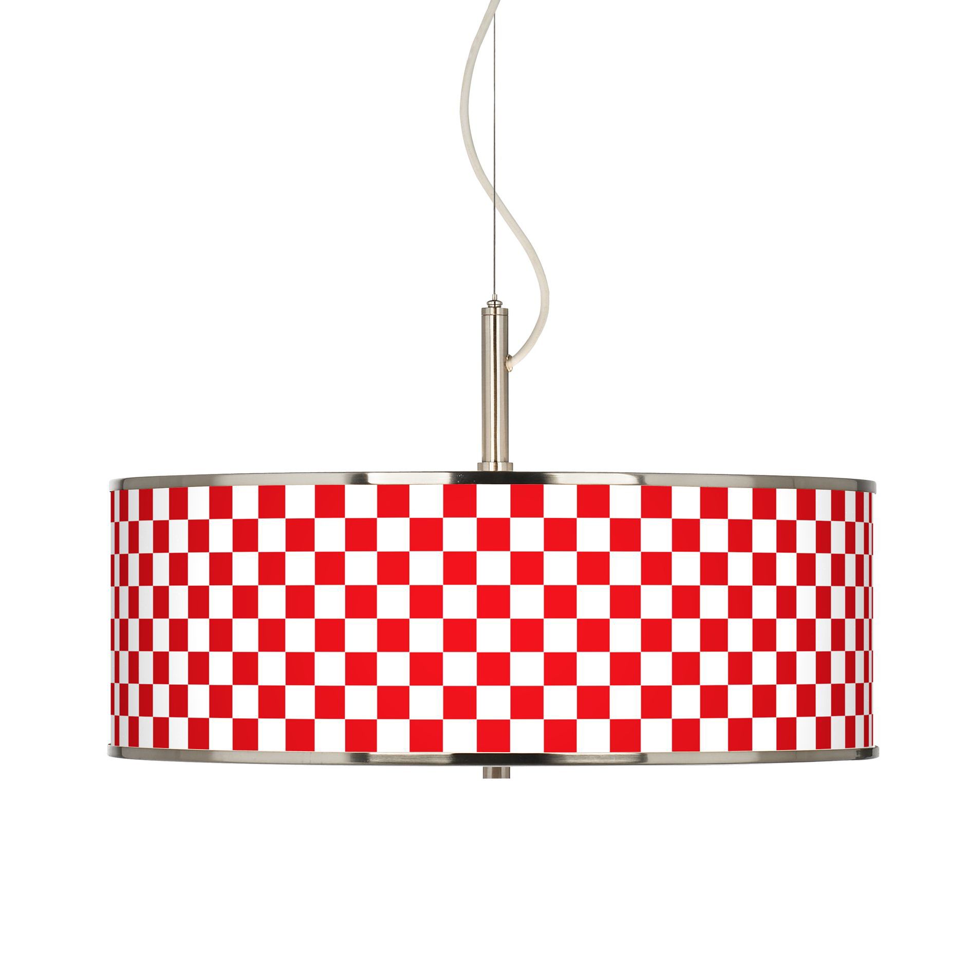 Checkered Red Giclee Glow 20" Wide Pendant Light