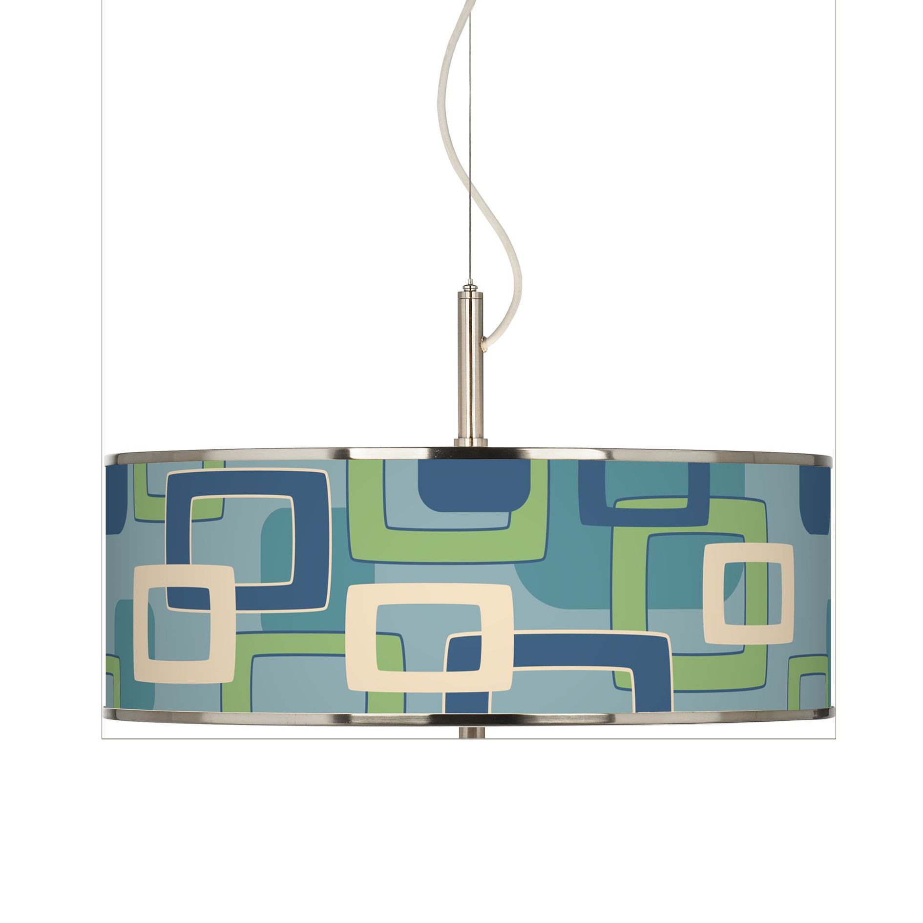 Retro Rectangles Giclee Glow 20" Wide Pendant Light