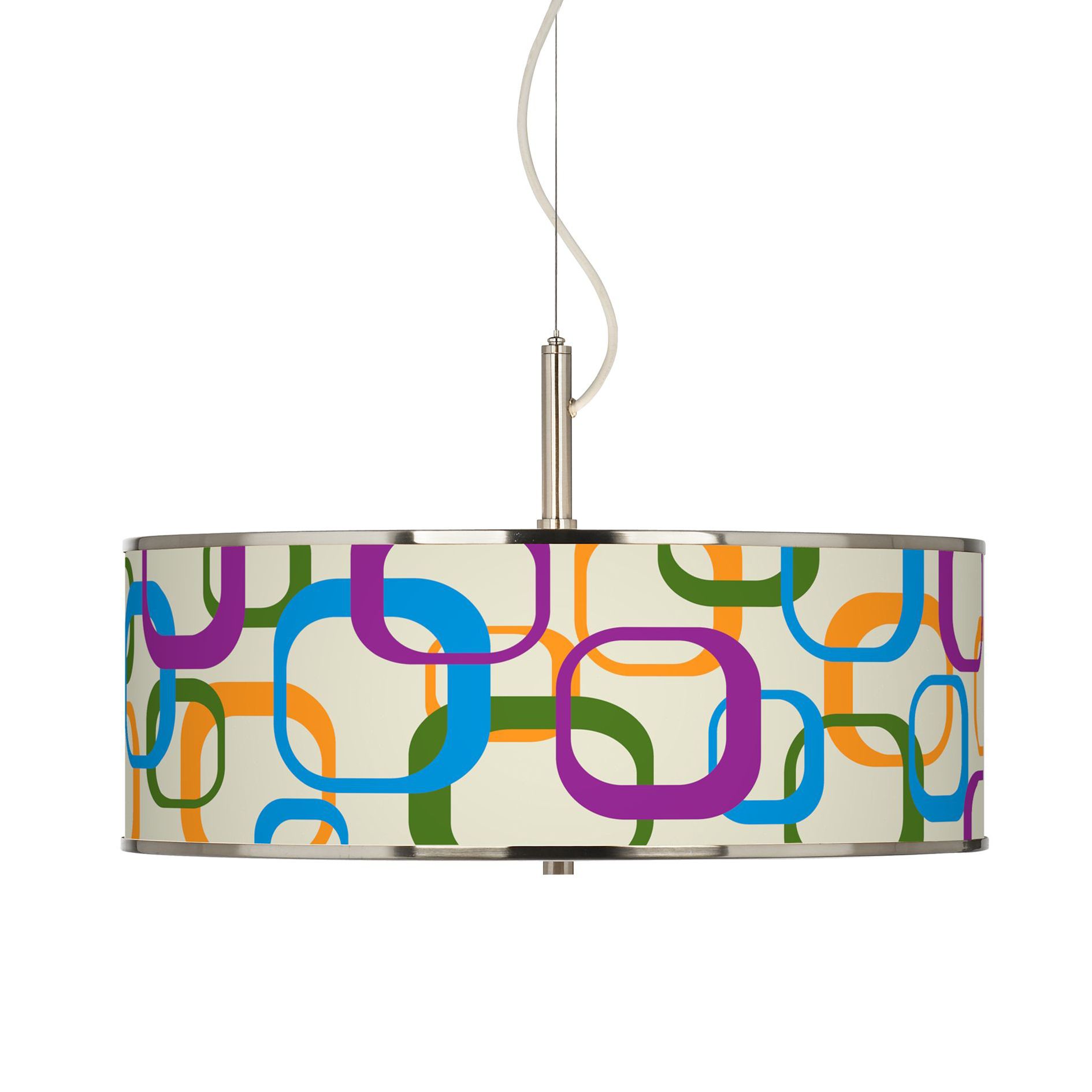 Retro Square Scramble Giclee Glow 20" Wide Pendant Light