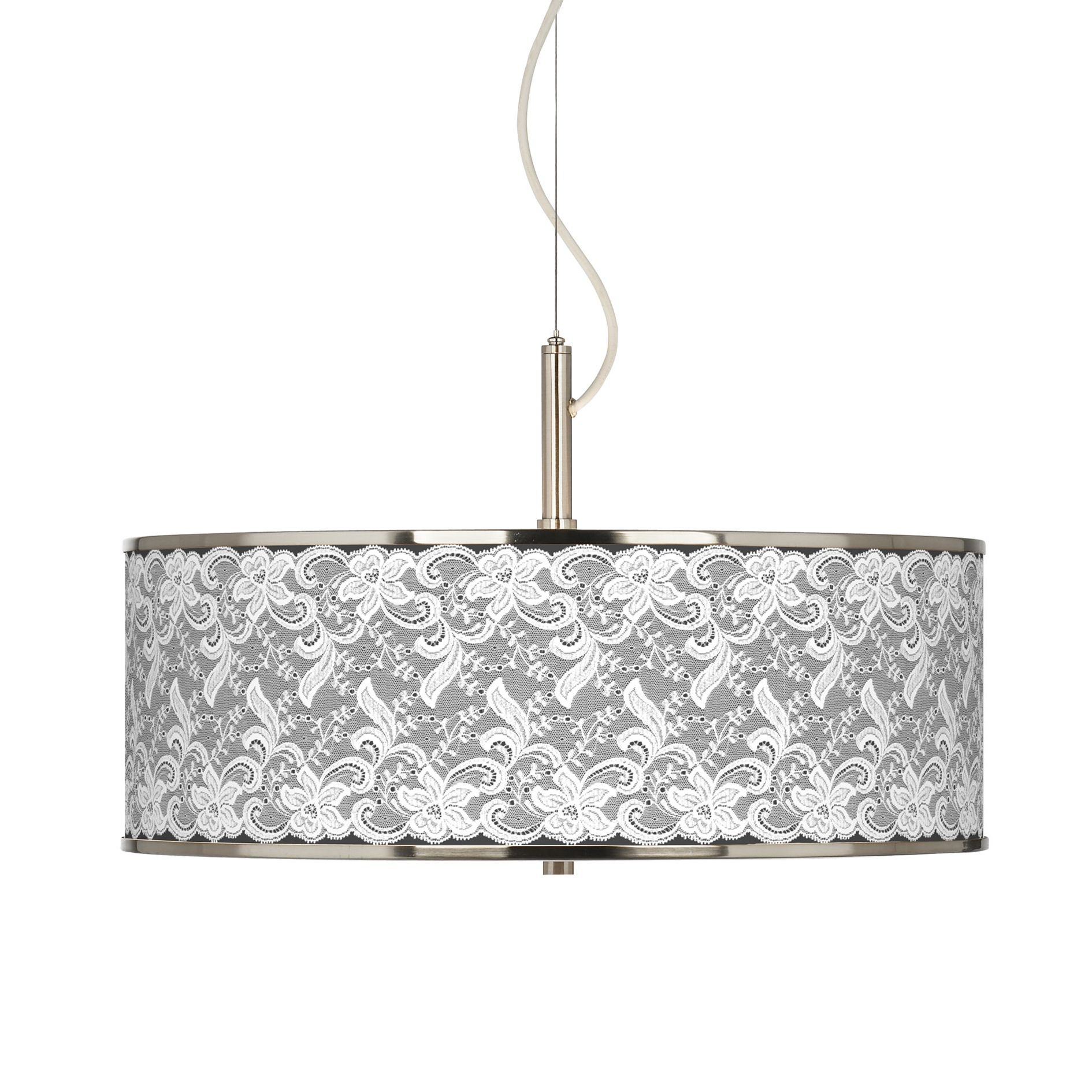 White Lace Giclee Glow 20" Wide Pendant Light