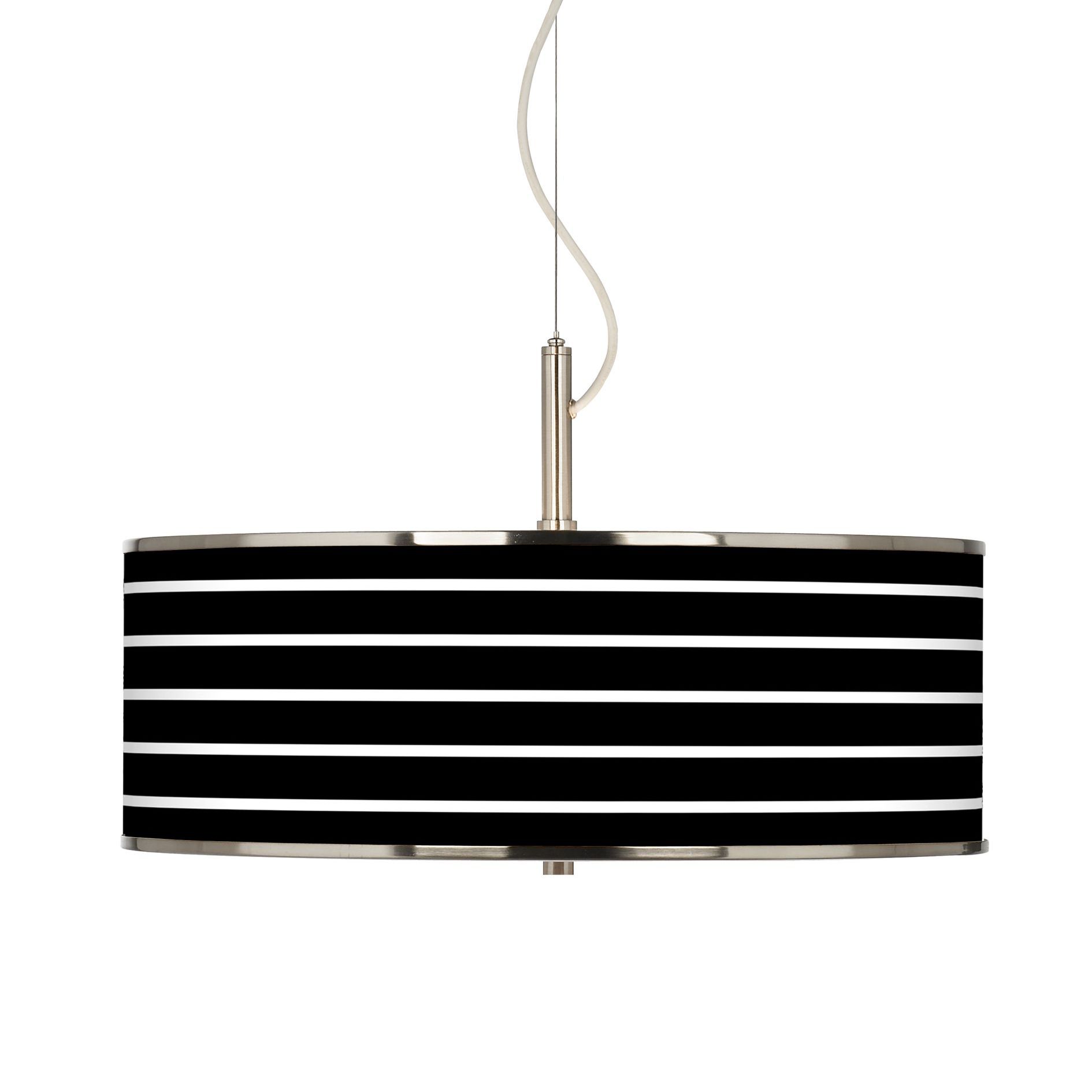 Bold Black Stripe Giclee Glow 20" Wide Pendant Light