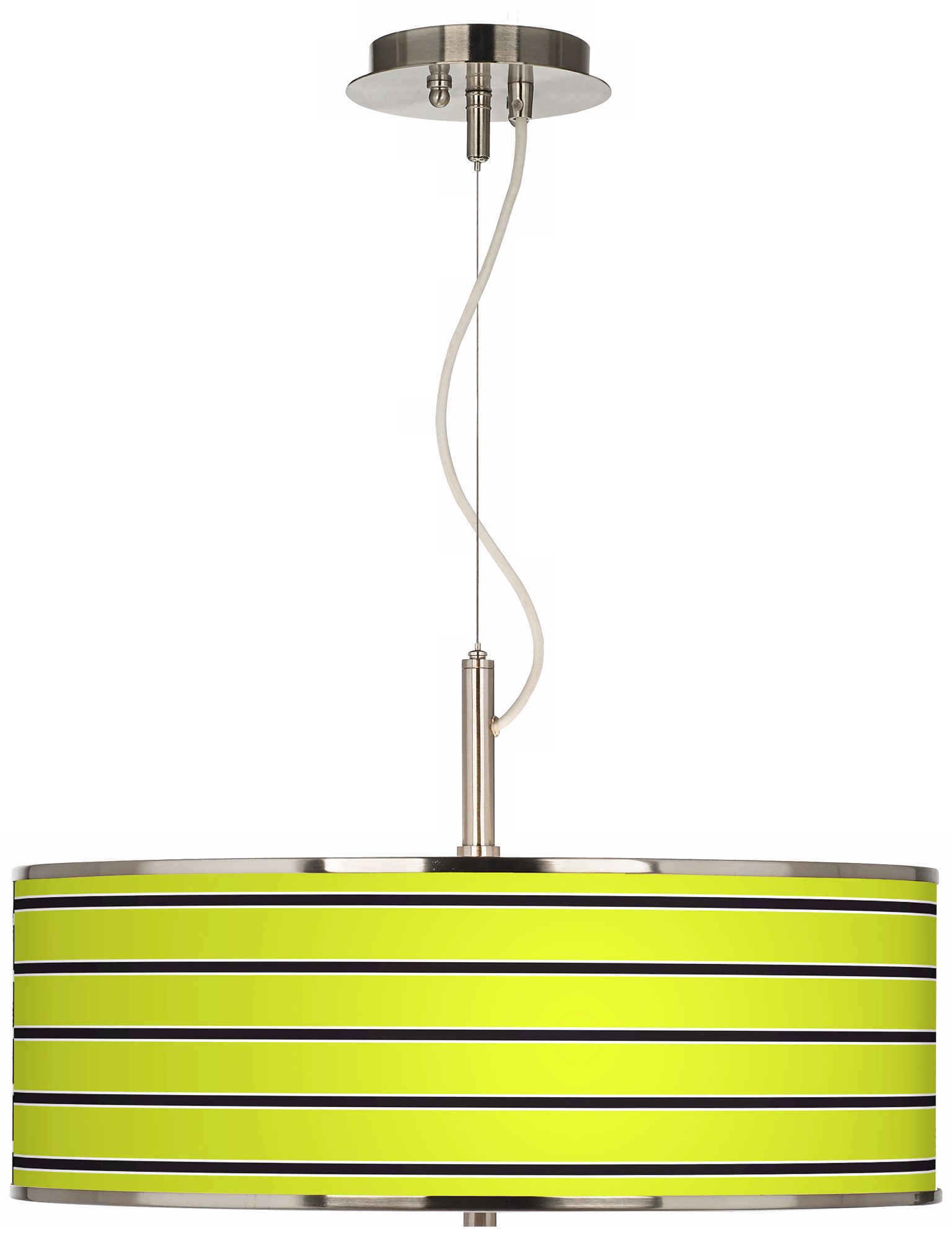 Bold Lime Green Stripe Giclee Glow 20" Wide Pendant Light