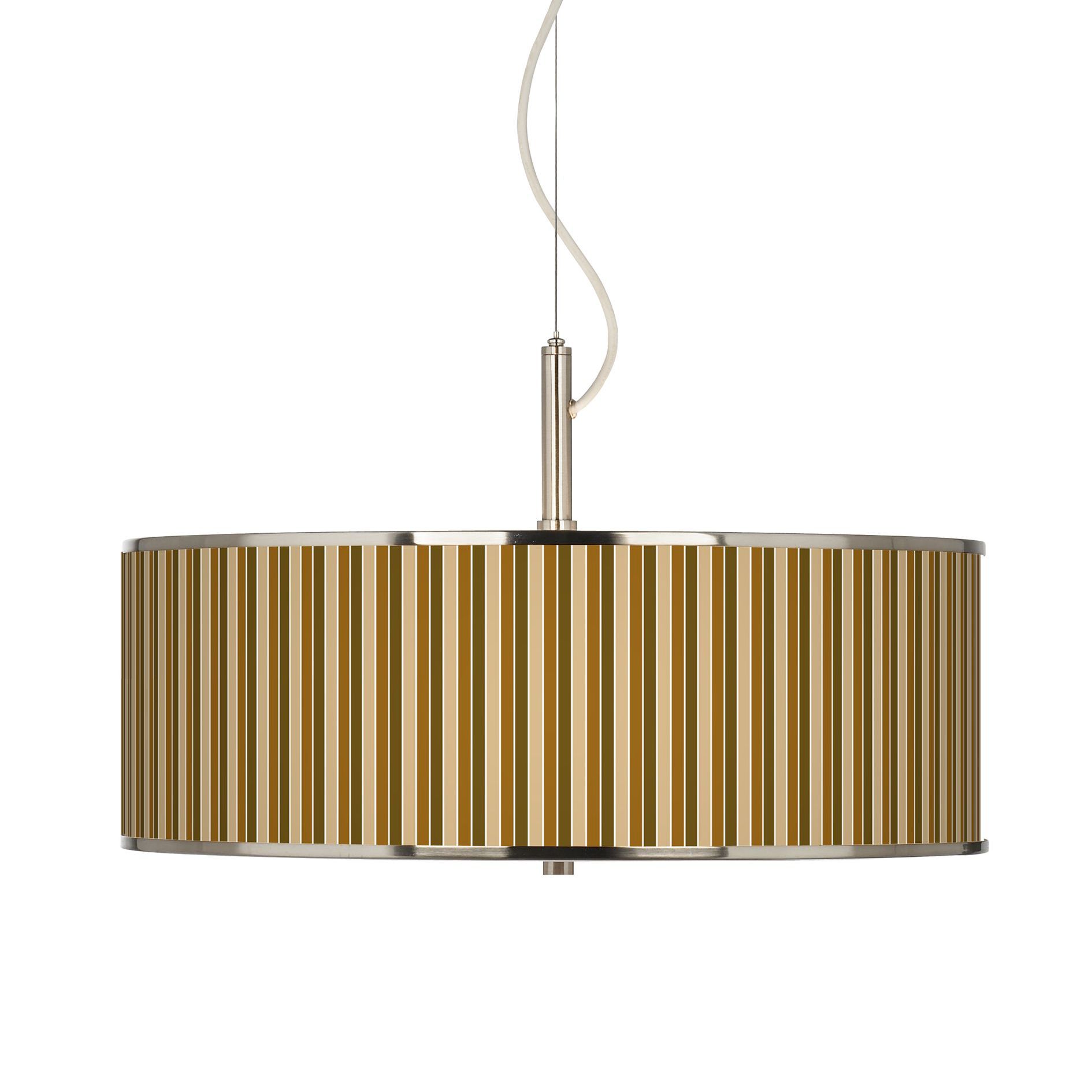 Umber Stripes Giclee Glow 20" Wide Pendant Light
