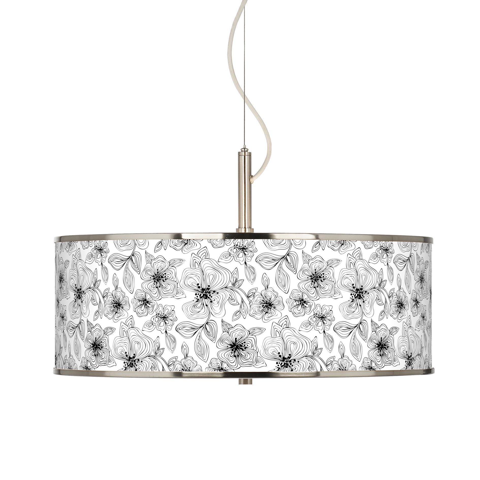 Stacy Garcia Linear Floral Giclee Glow 20" Pendant Light