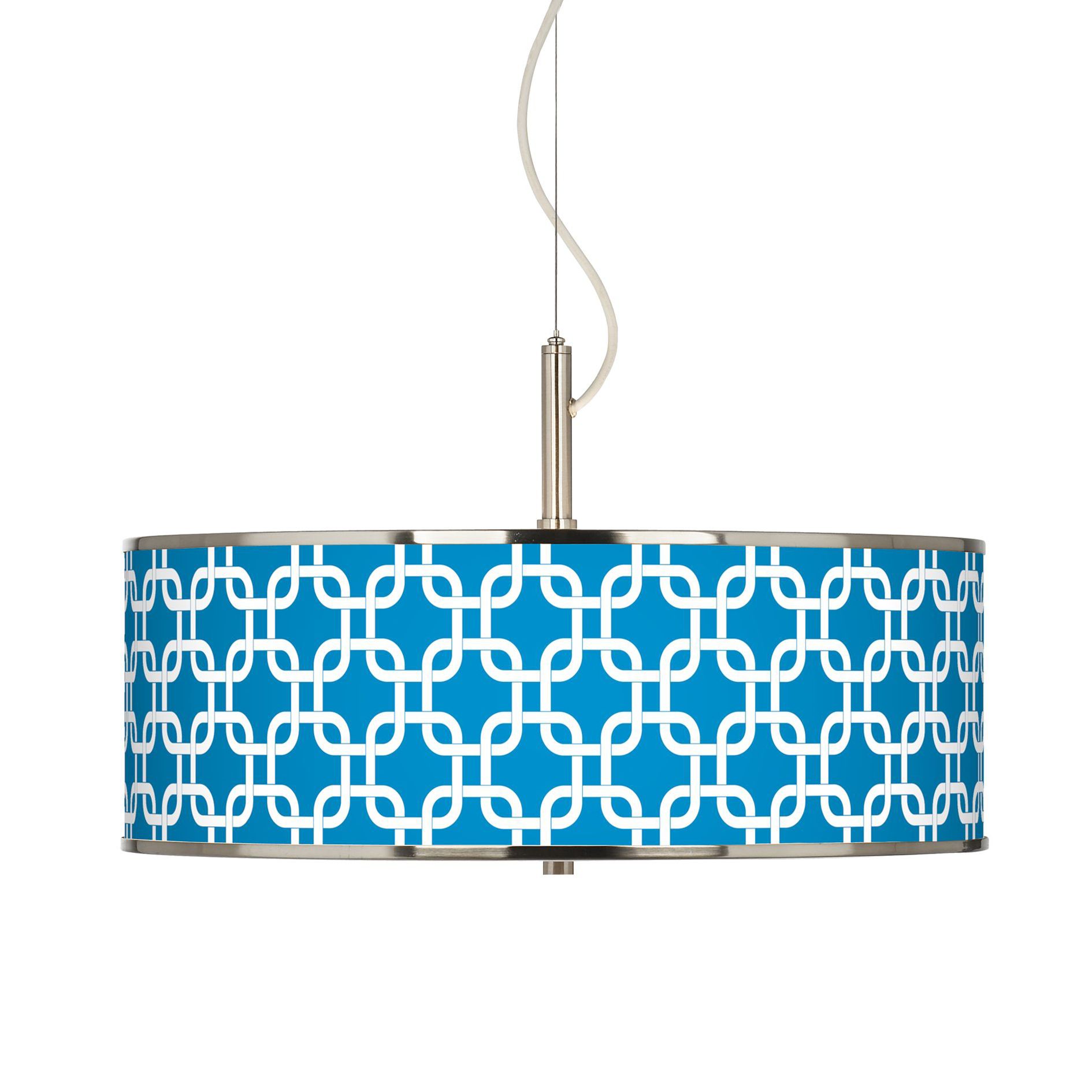 Blue Lattice Giclee Glow 20" Wide Pendant Light