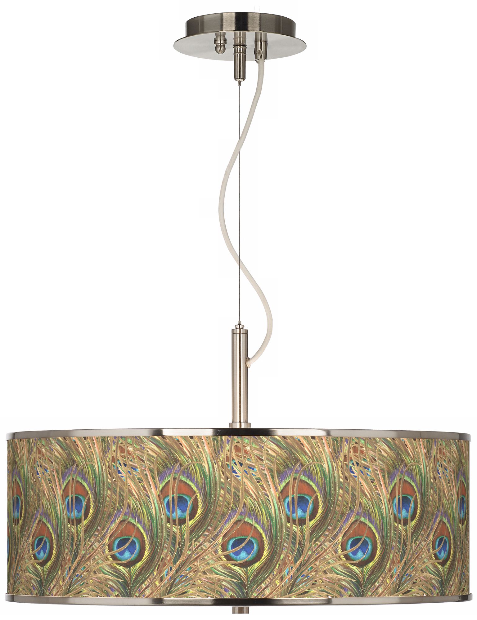 Iridescent Feather Giclee Glow 20" Wide Pendant Light
