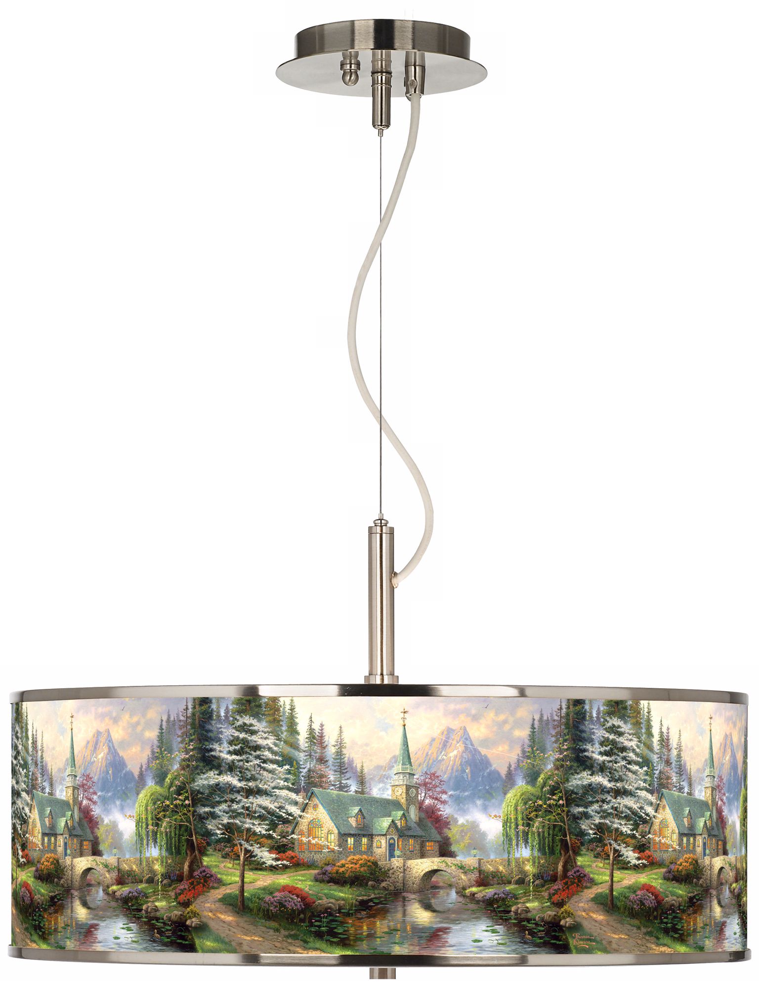 Thomas Kinkade Dogwood Chapel 20" Wide Pendant Light