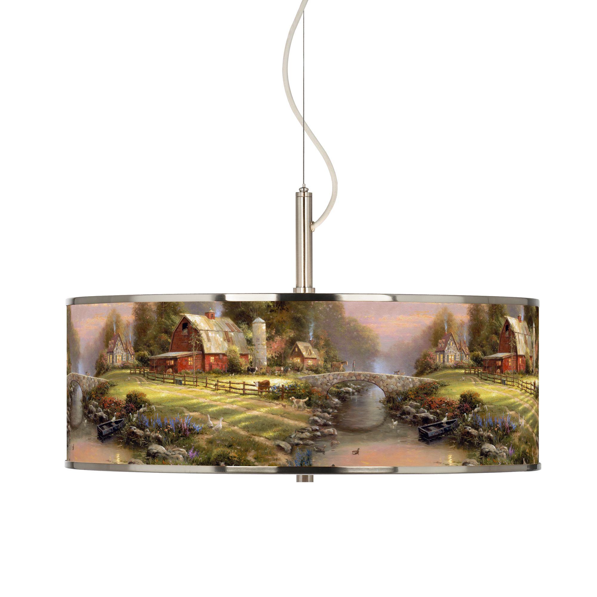Thomas Kinkade Sunset at Riverbend Farm 20" Pendant Light
