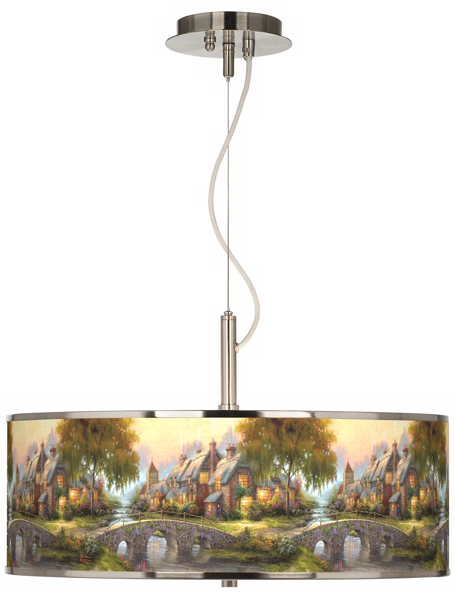 Thomas Kinkade Cobblestone Bridge 20" Wide Pendant Light