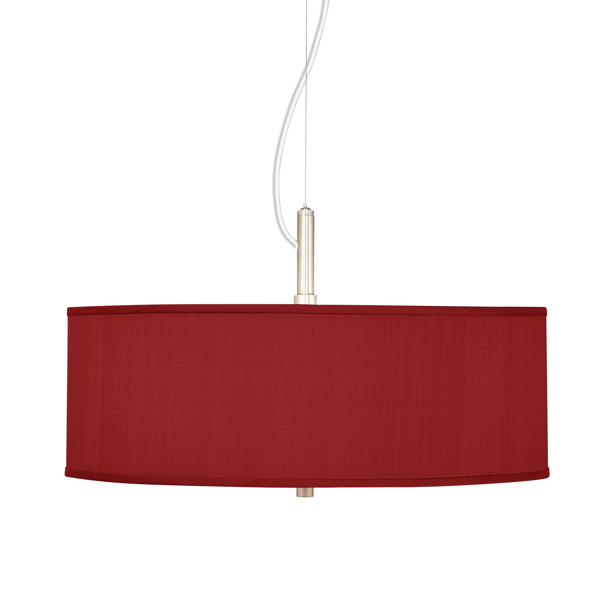 China Red Textured Silk 20" Wide Pendant Chandelier