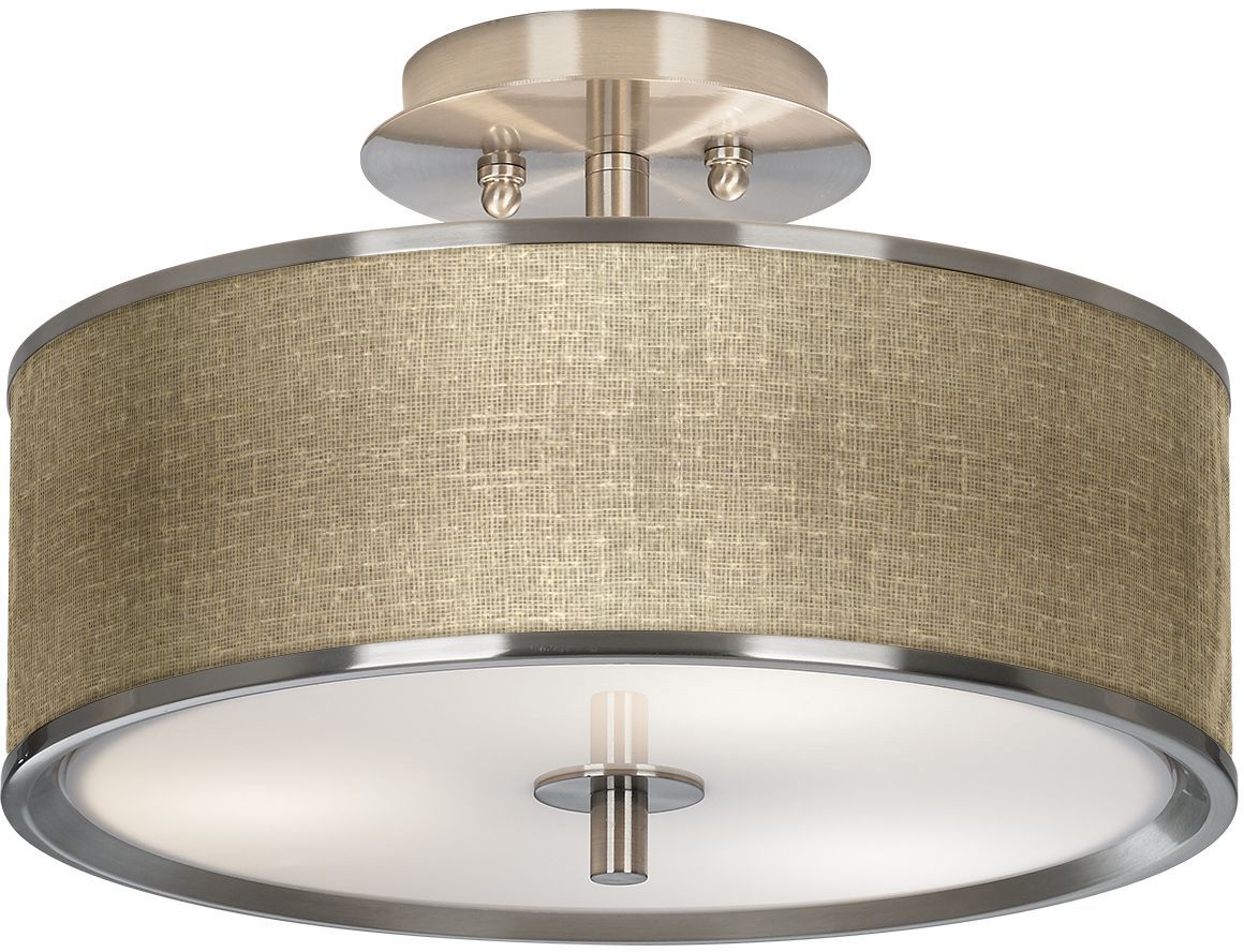 Burlap Print Giclee Glow 14" Wide Ceiling Light