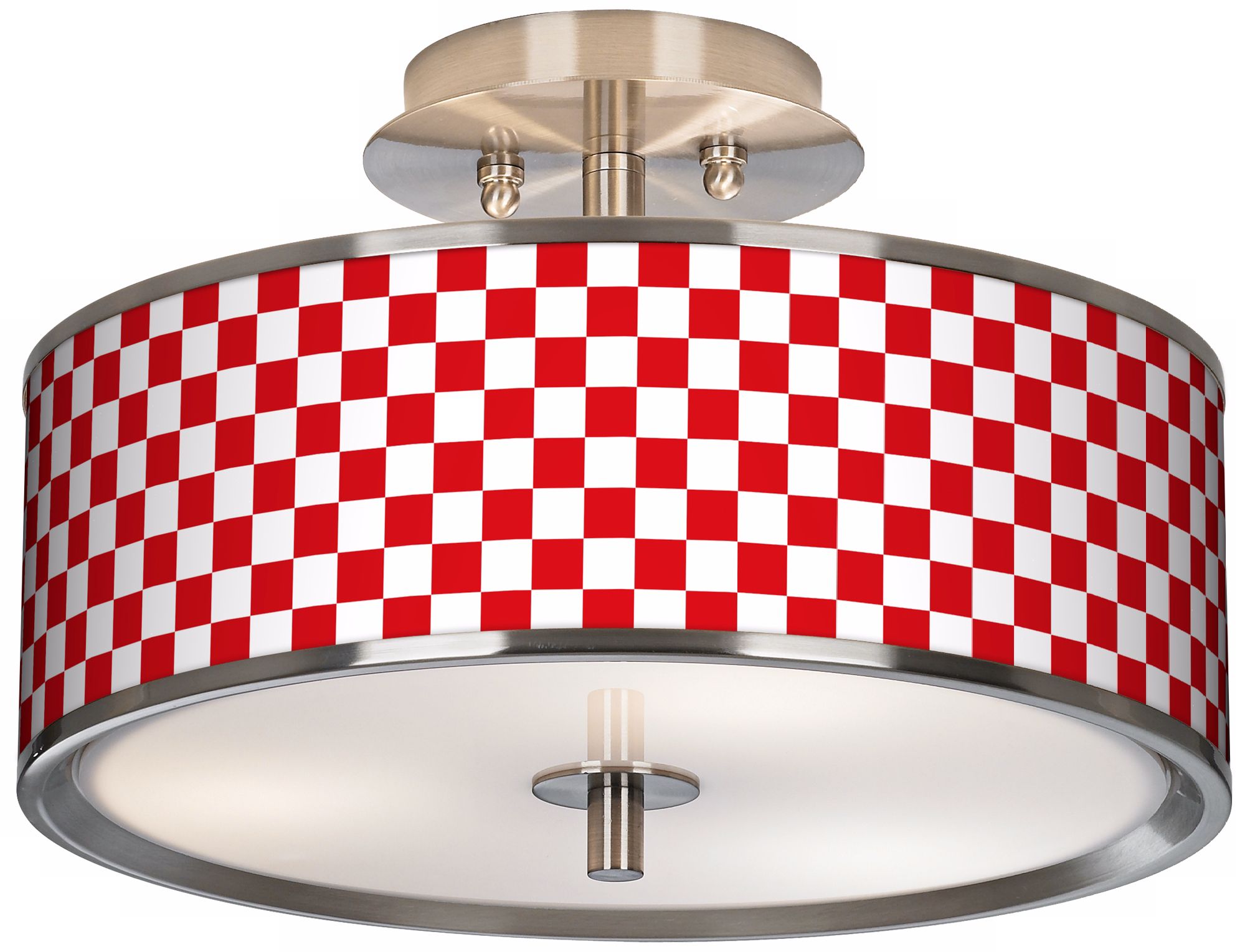 Checkered Red Giclee Glow 14" Wide Ceiling Light
