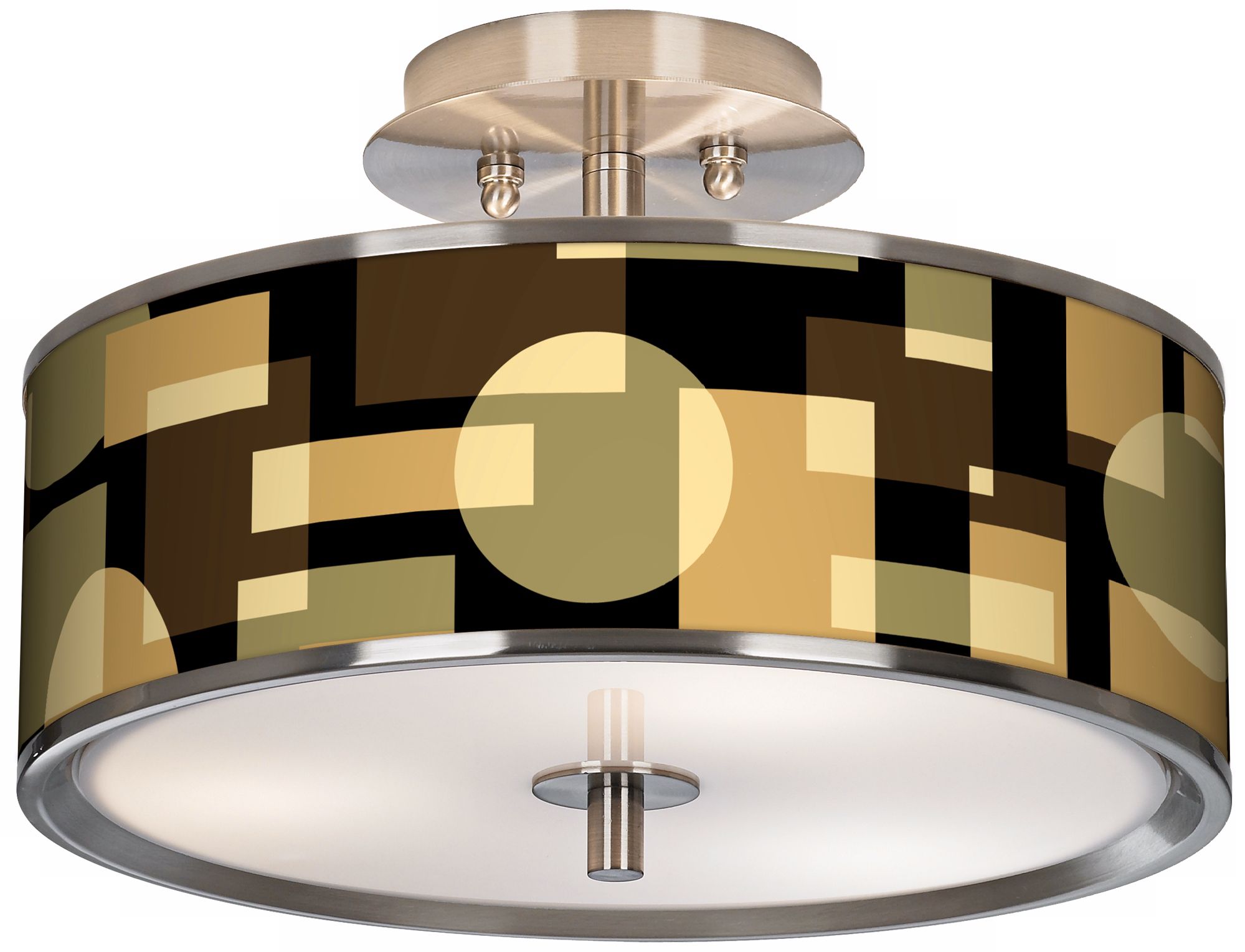 Earthy Geometrics Giclee Glow 14" Wide Ceiling Light