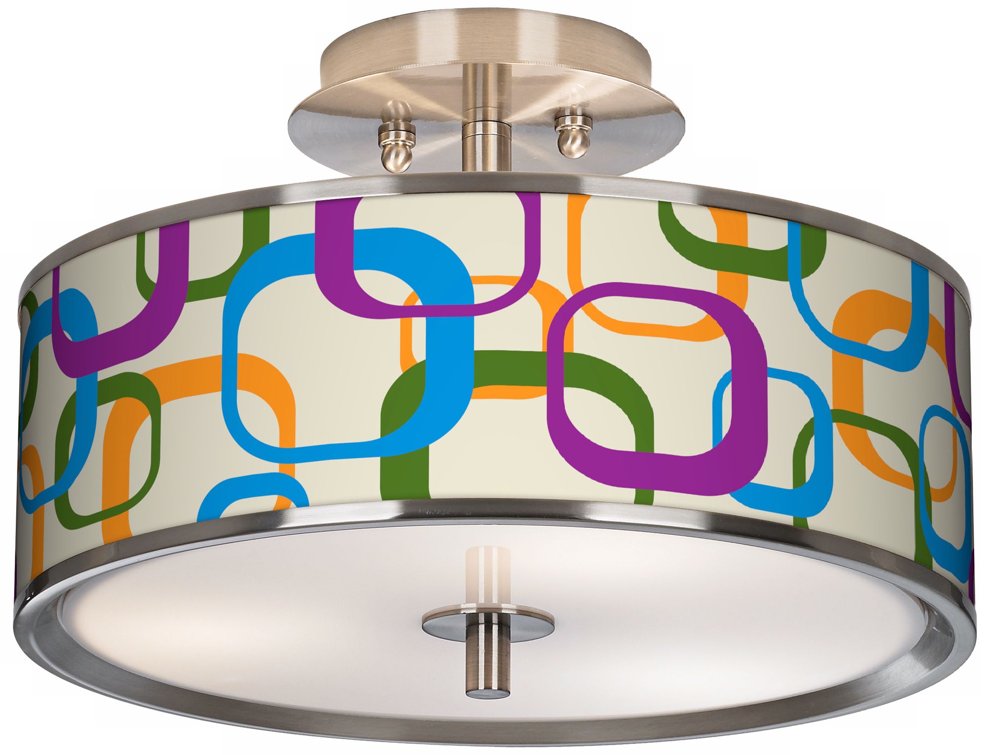 Retro Square Scramble Giclee Glow 14" Wide Ceiling Light