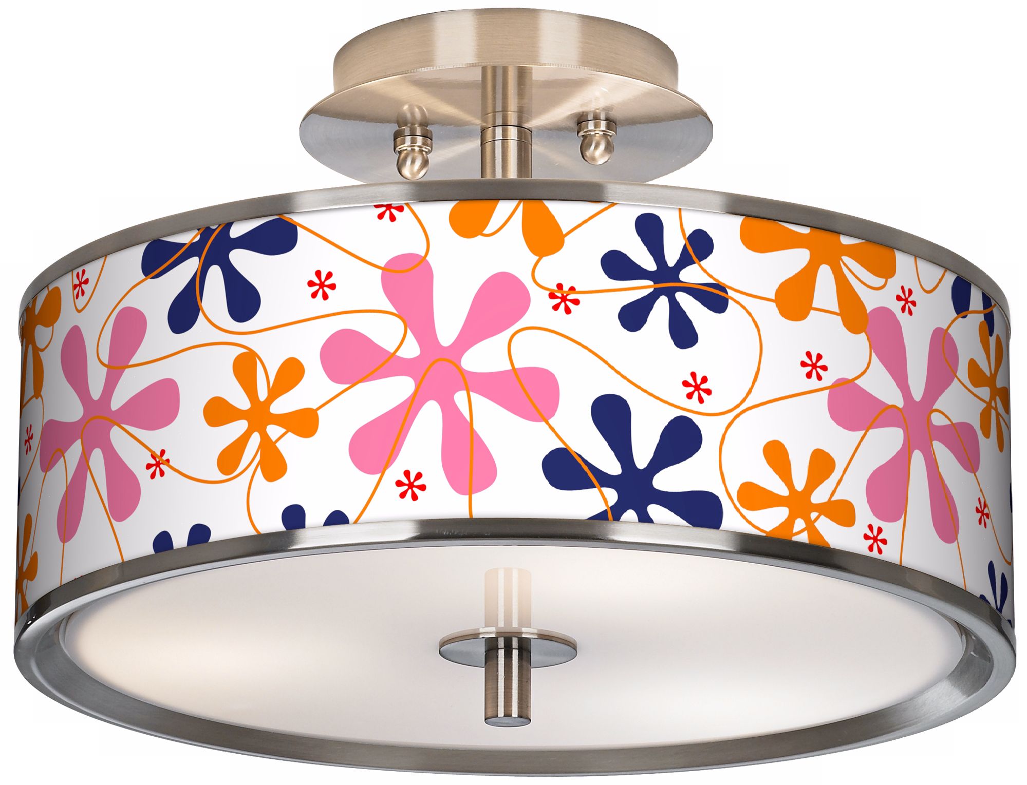 Retro Pink Giclee Glow 14" Wide Ceiling Light