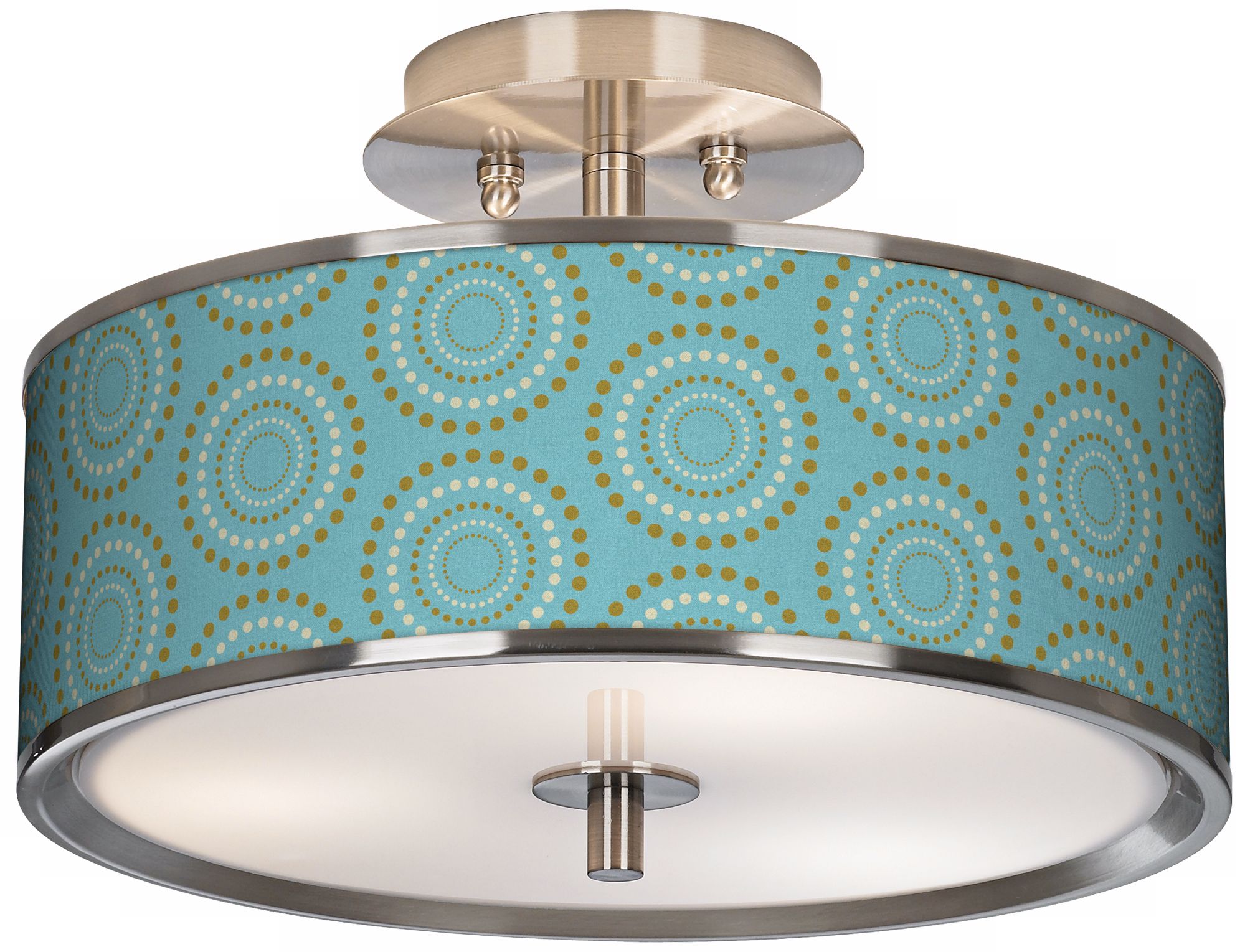 Blue Calliope Linen Giclee Glow 14" Wide Ceiling Light