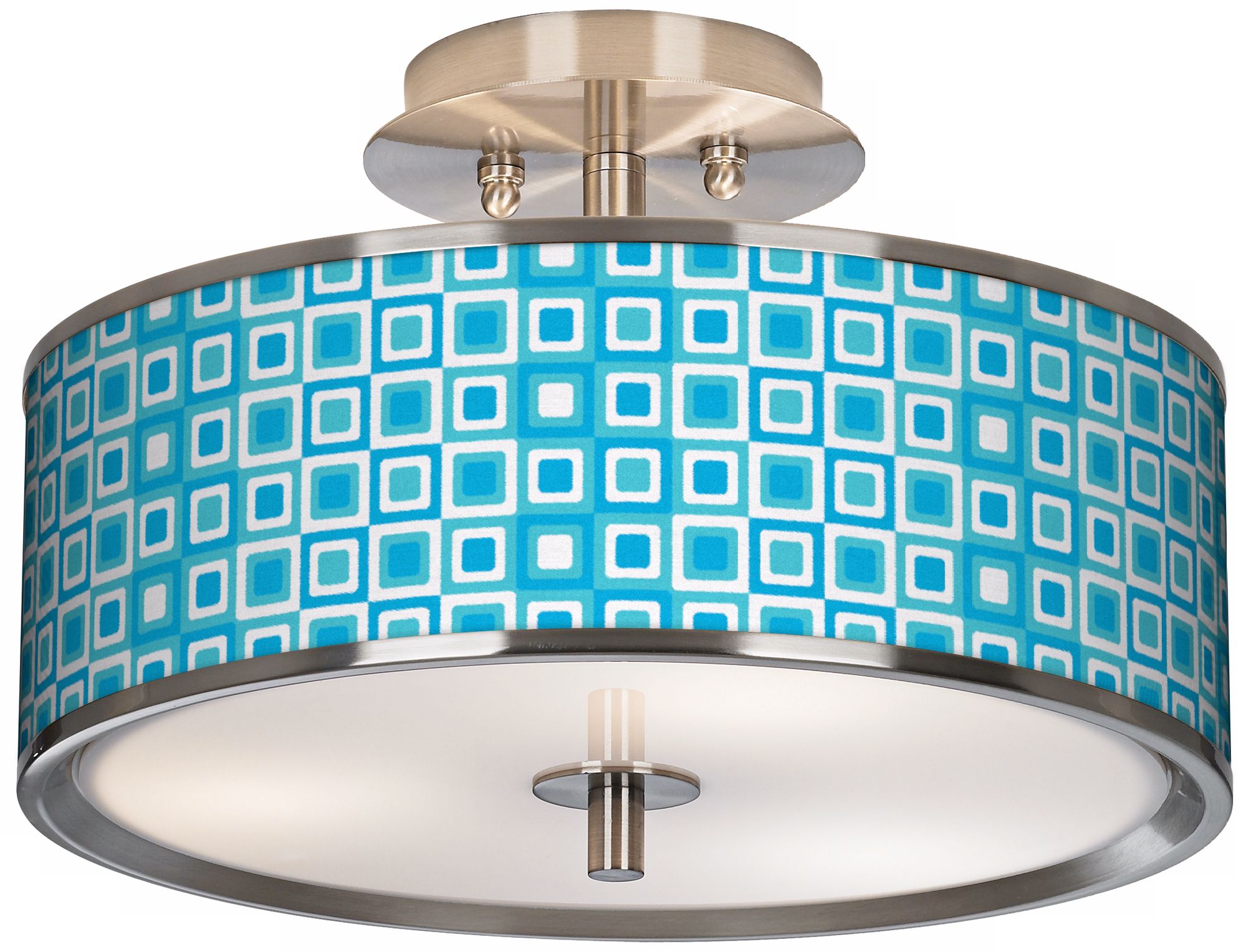 Blue Boxes Linen Giclee Glow 14" Wide Ceiling Light