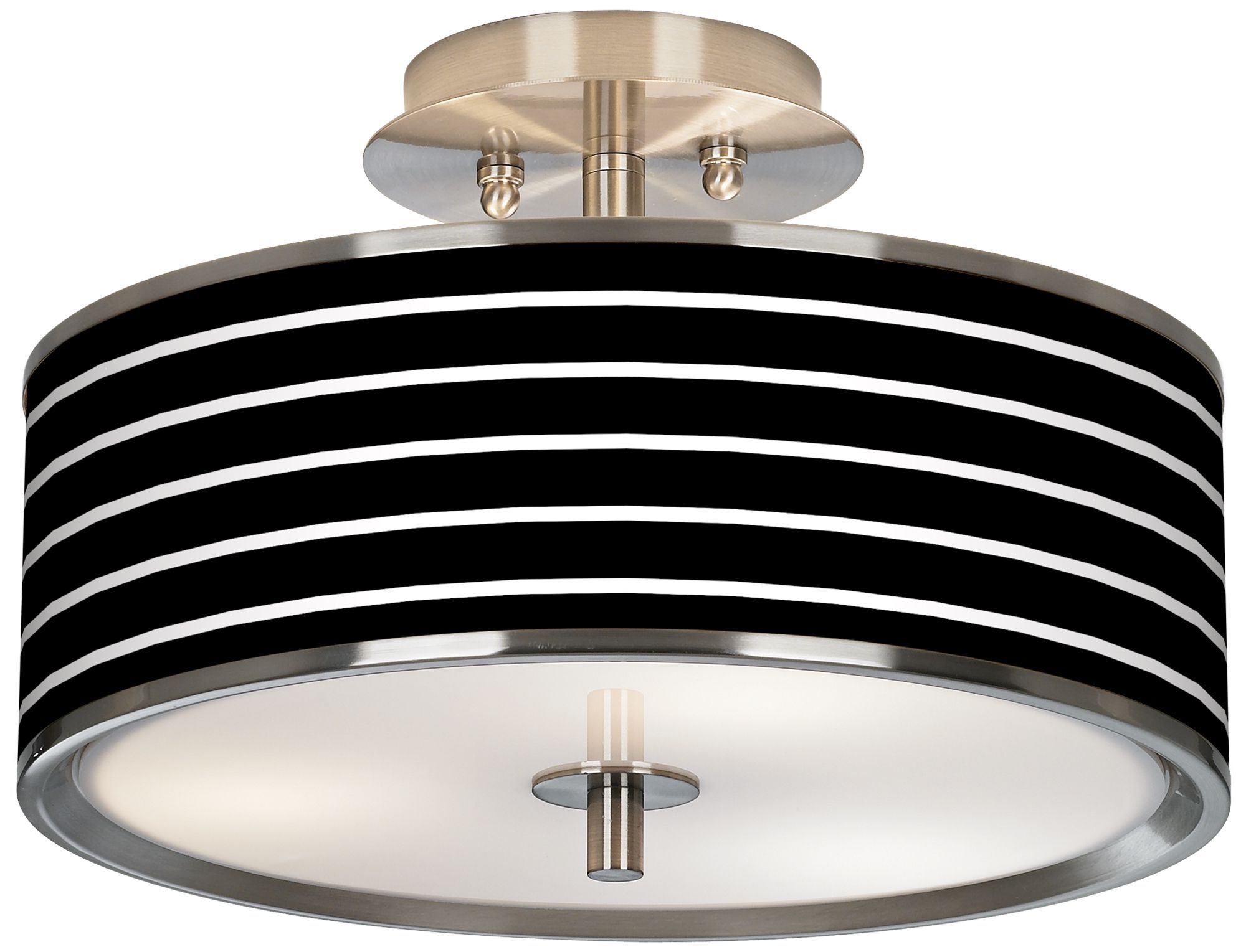 Bold Black Stripe Giclee Glow 14" Wide Ceiling Light