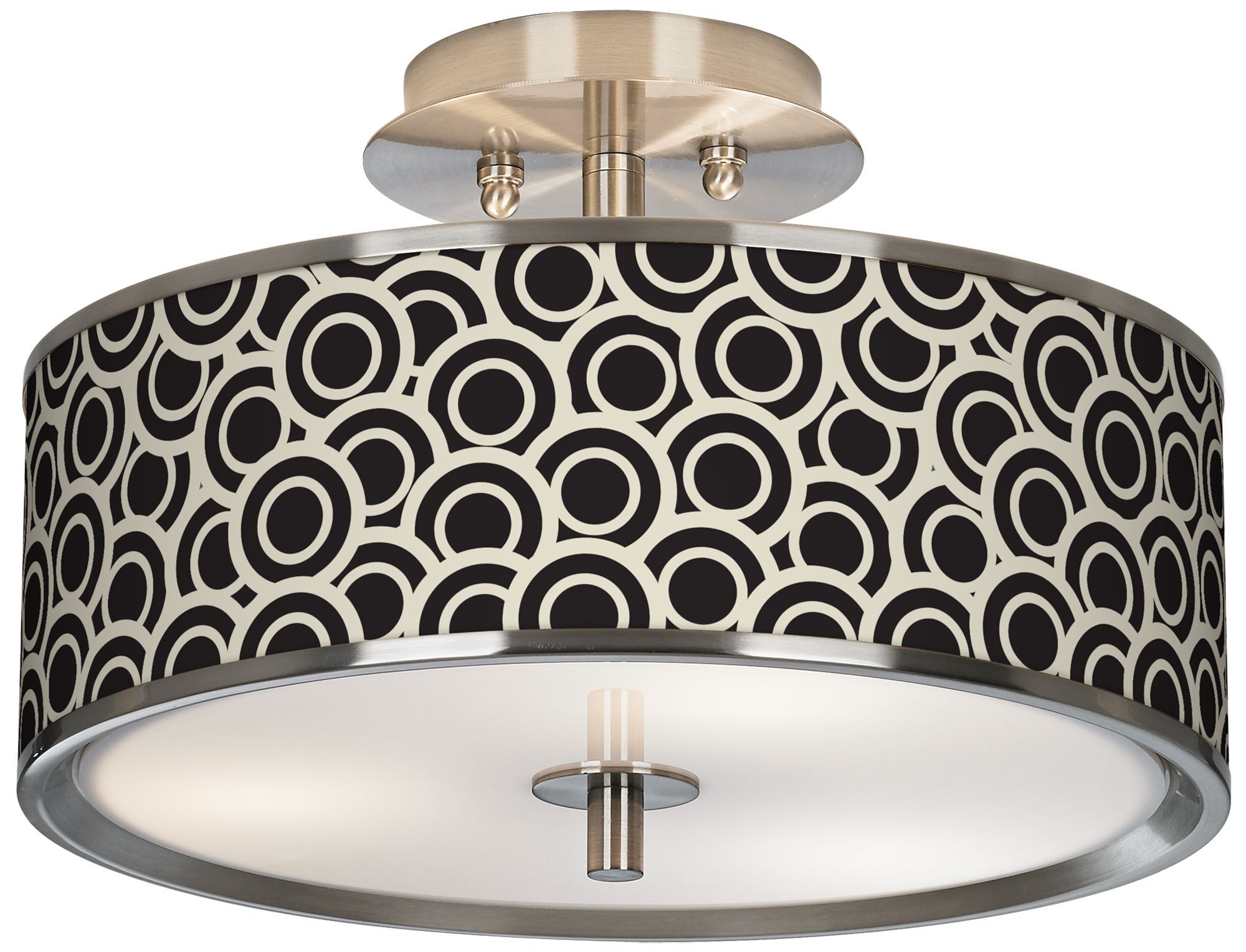Black and Ivory Circlets Giclee Glow 14" Wide Ceiling Light