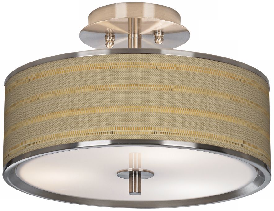 Woven Reed Giclee Glow 14" Wide Ceiling Light