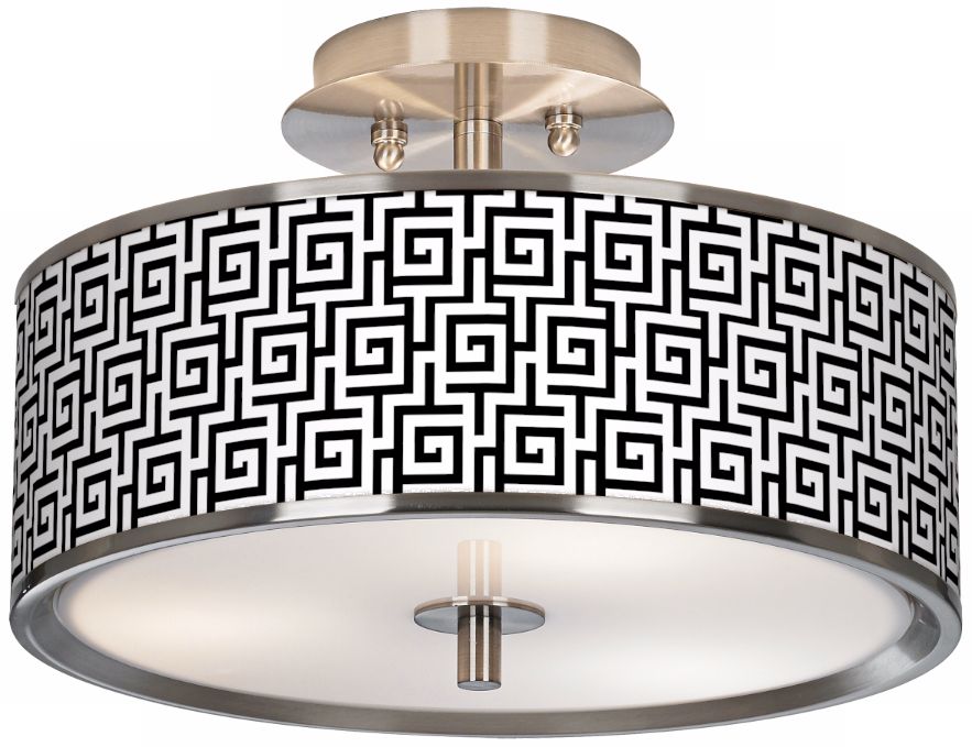 Greek Key Giclee Glow 14" Wide Ceiling Light