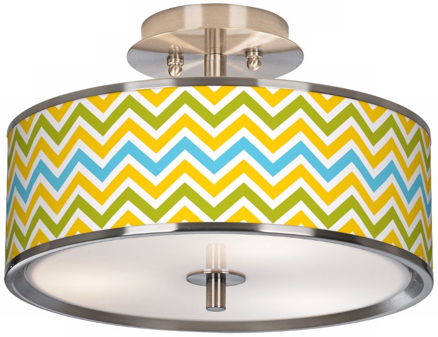 Citrus Zig Zag Giclee Glow 14" Wide Ceiling Light