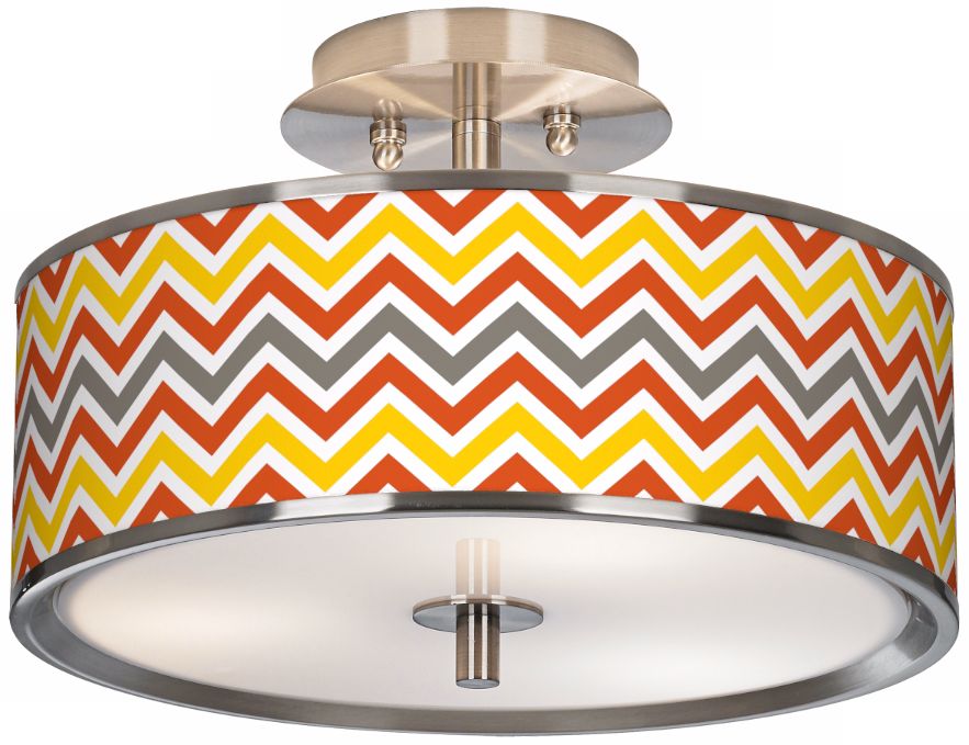 Flame Zig Zag Giclee Glow 14" Wide Ceiling Light