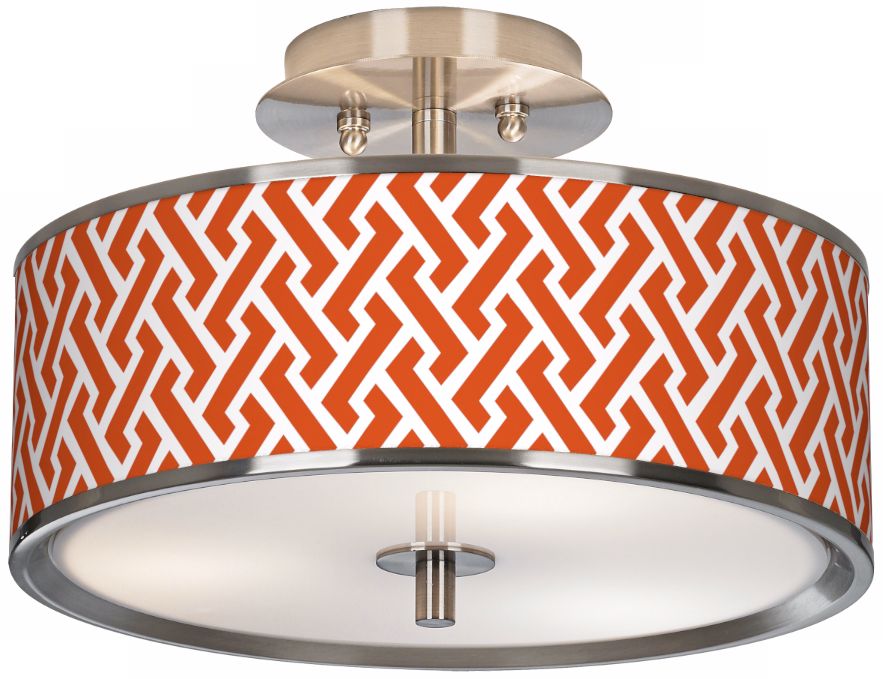 Red Brick Weave Giclee Glow 14" Wide Ceiling Light