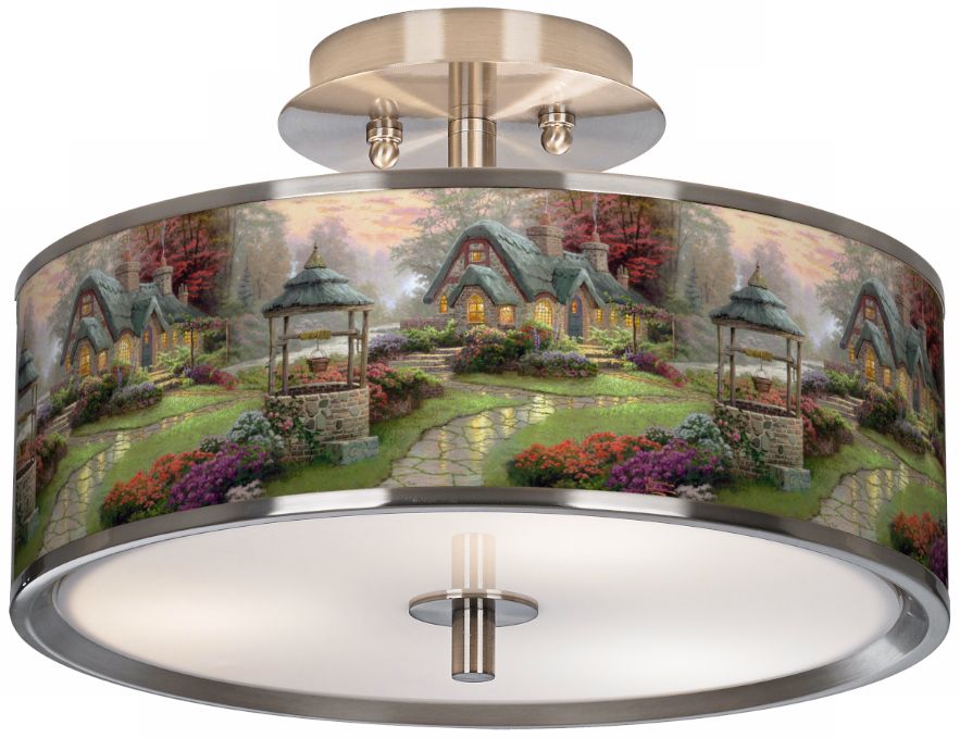Thomas Kinkade Make a Wish Cottage 14" Giclee Ceiling Light