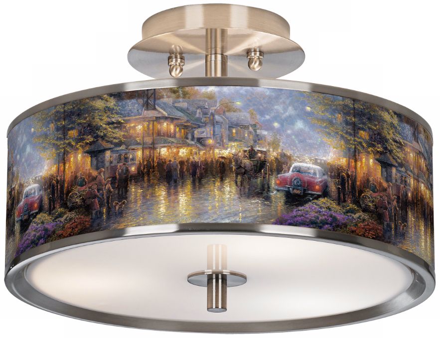 Thomas Kinkade Mountain Memories 14" Giclee Ceiling Light