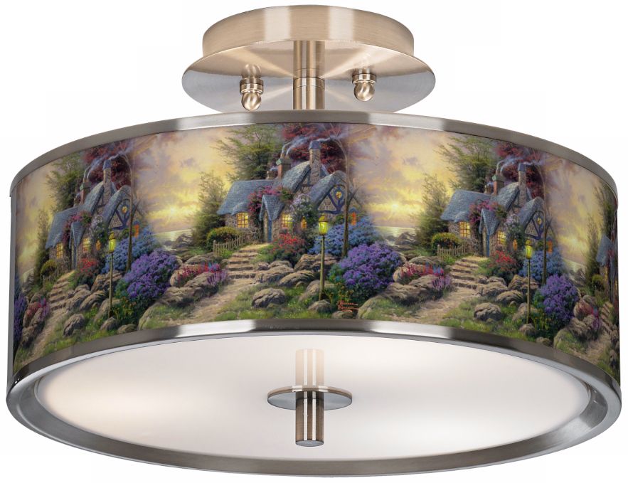 Thomas Kinkade Seaside Hideaway 14" Giclee Ceiling Light