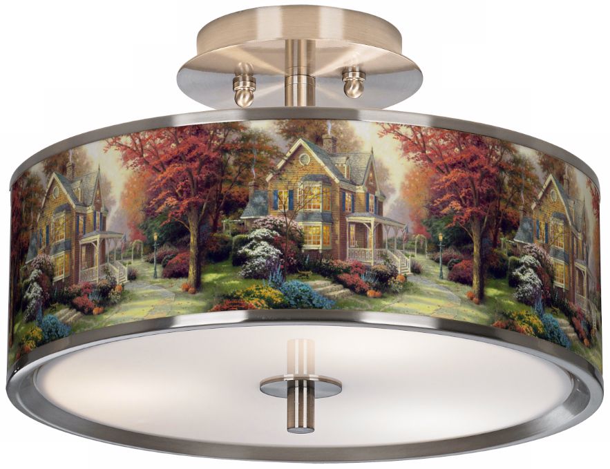 Thomas Kinkade Victorian Autumn 14" Wide Ceiling Light