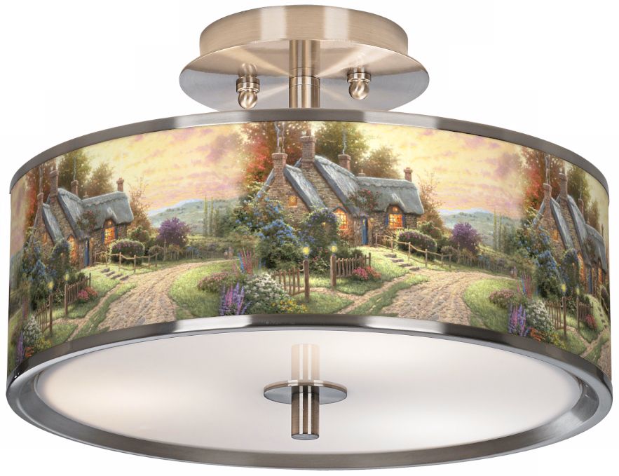 Thomas Kinkade A Peaceful Time 14" Wide Ceiling Light
