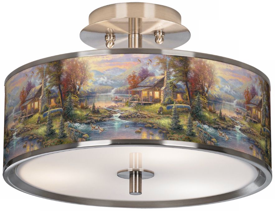 Thomas Kinkade Nature's Paradise 14" Wide Ceiling Light