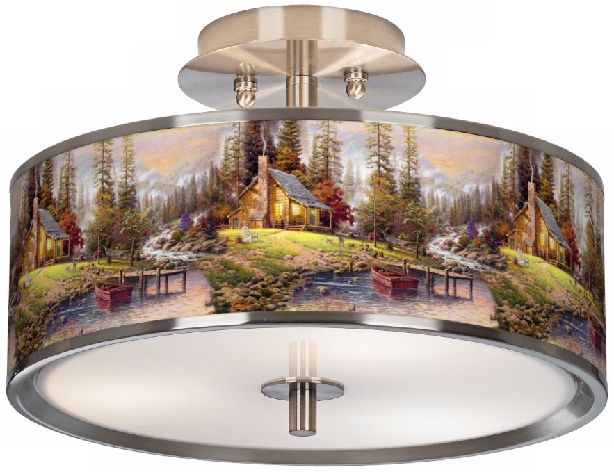 Thomas Kinkade A Peaceful Retreat 14" Wide Ceiling Light