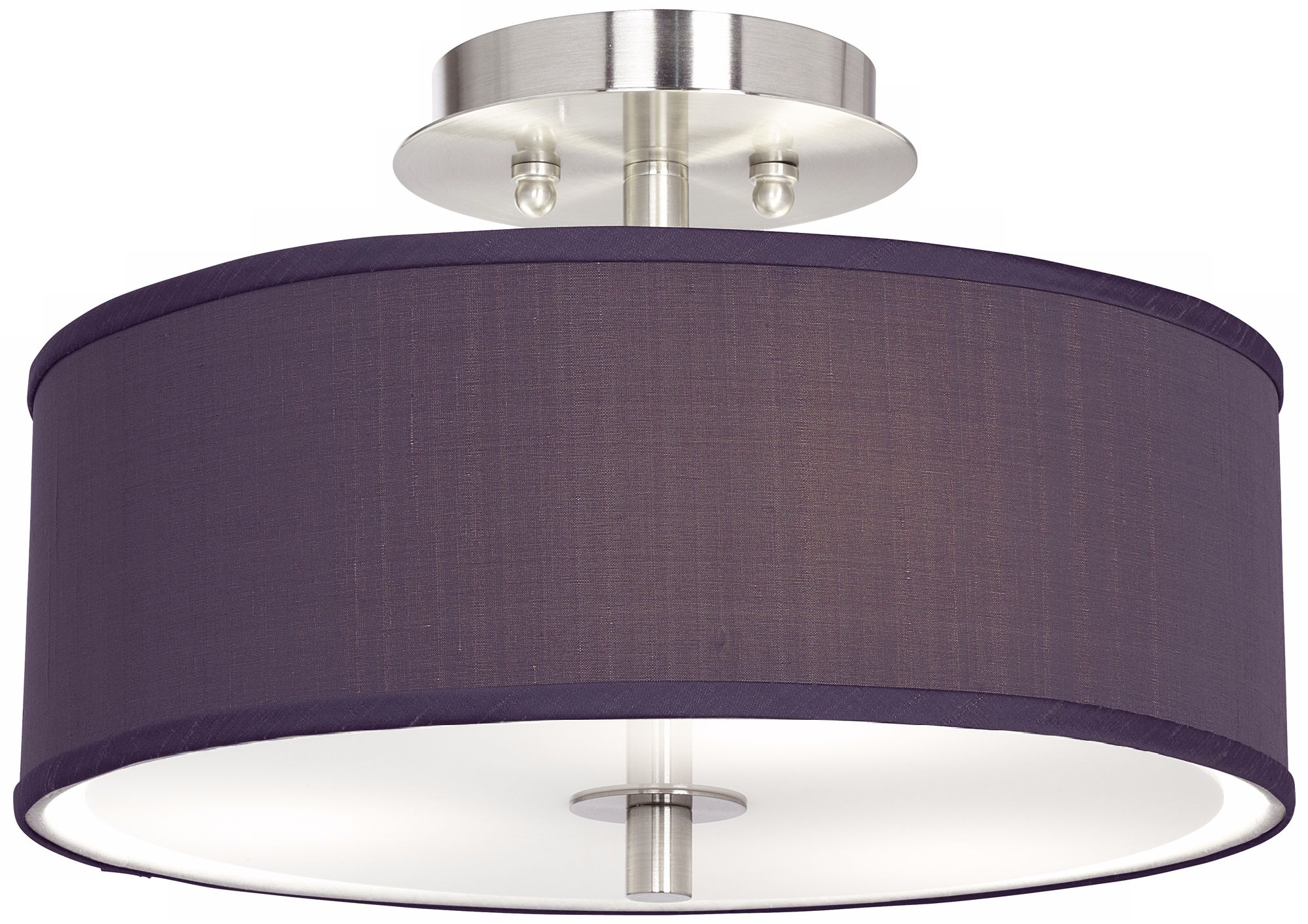 Eggplant Textured Silk 14" Wide Ceiling Light