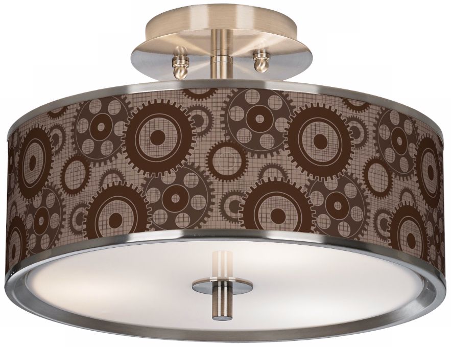 Industrial Gears Giclee Glow 14" Wide Ceiling Light