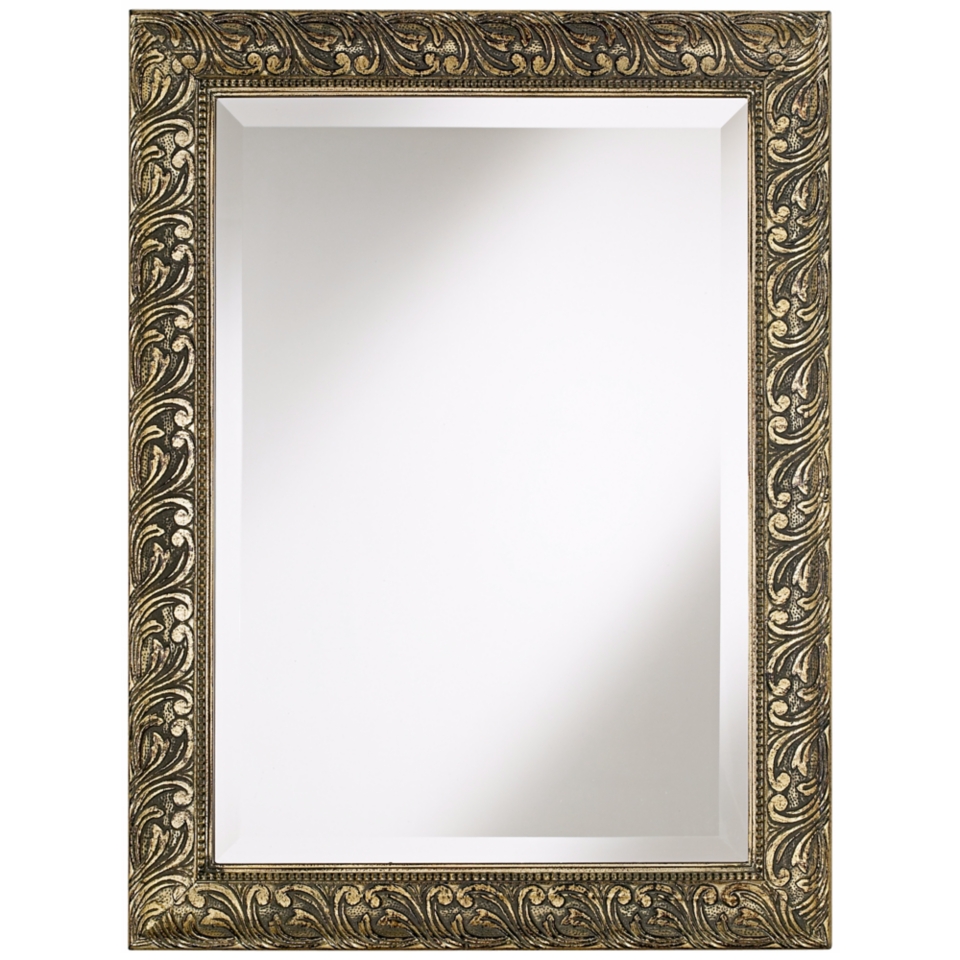 Champagne Washed Traditional Framed 33 1/2" High Wall Mirror   #T6458