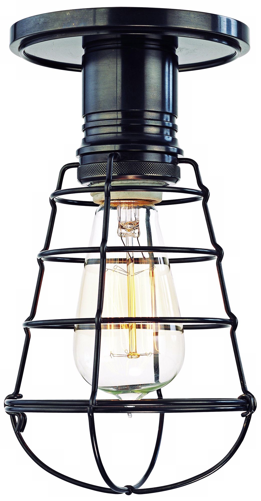 Heirloom Old Bronze Wire Guard Semi-Flushmount Ceiling Light
