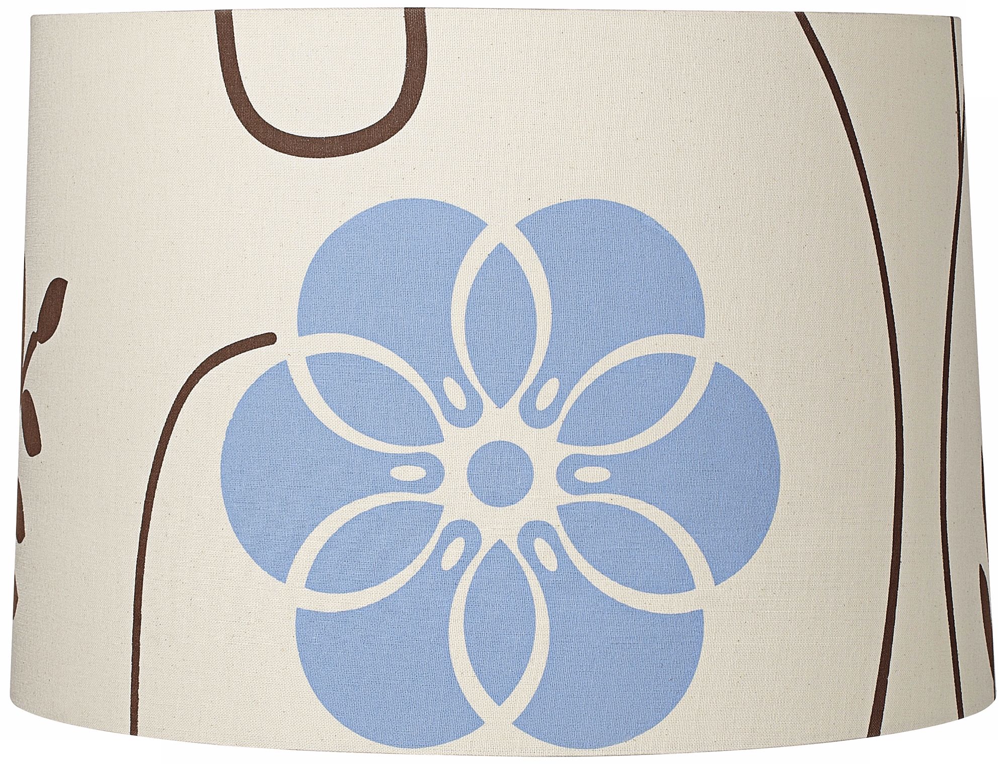 Blue and Brown Cotton Floral Lamp Shade15x16x11 (Spider)